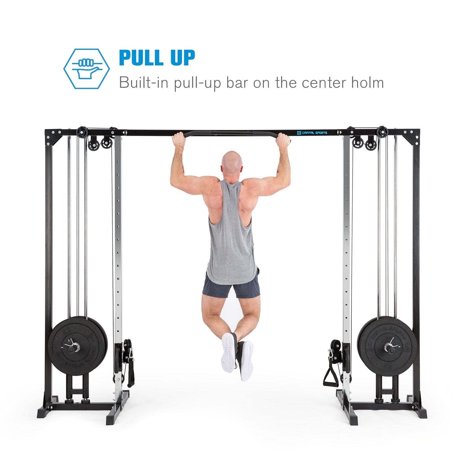 Cable Power, csigás edzőállvány, acél, 30/50 mm, fekete 