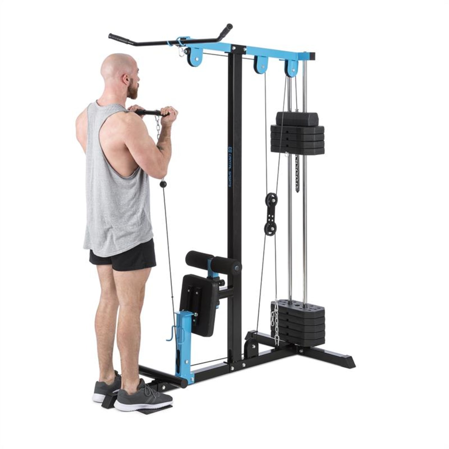 LZ 550 lapsúlyos erőfejlesztő gép, 2 csiga, 45 kg súly, acél, kék