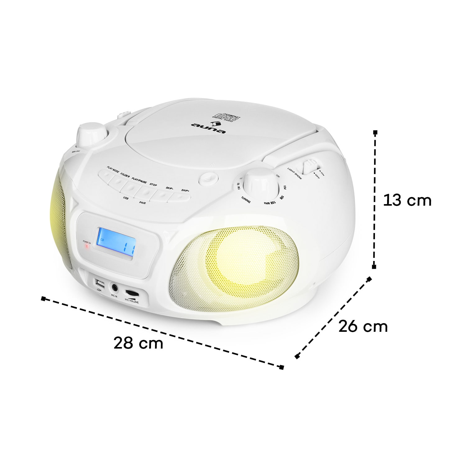 Roadie Sing CD Boombox FM rádio Svetelná show CD prehrávač Mikrofón 