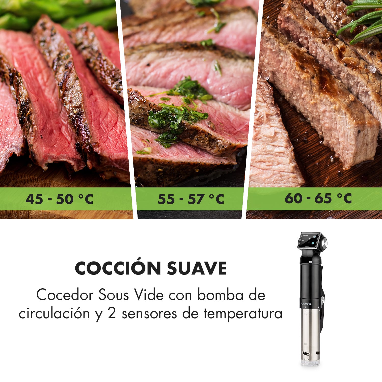 Quickstick Pro Sous Vide Cocedor Bomba 3D Distribución uniforme de calor 0-90 °C Negro Negro