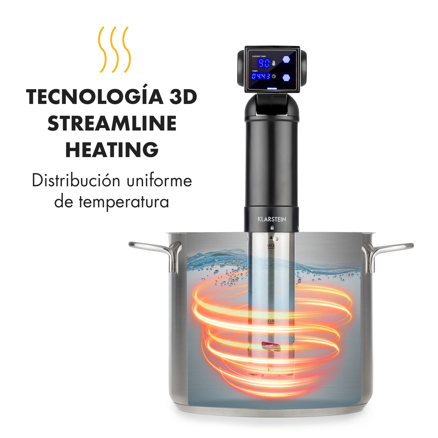 Quickstick Pro Sous Vide Cocedor Bomba 3D Distribución uniforme de calor 0-90 °C Negro Negro