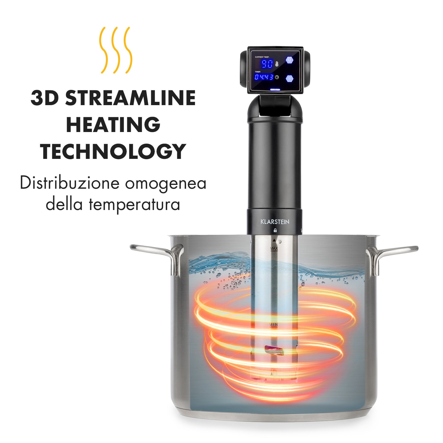 Quickstick Pro Circolatore Immersione Sous Vide 3D Streamline Heating Nero