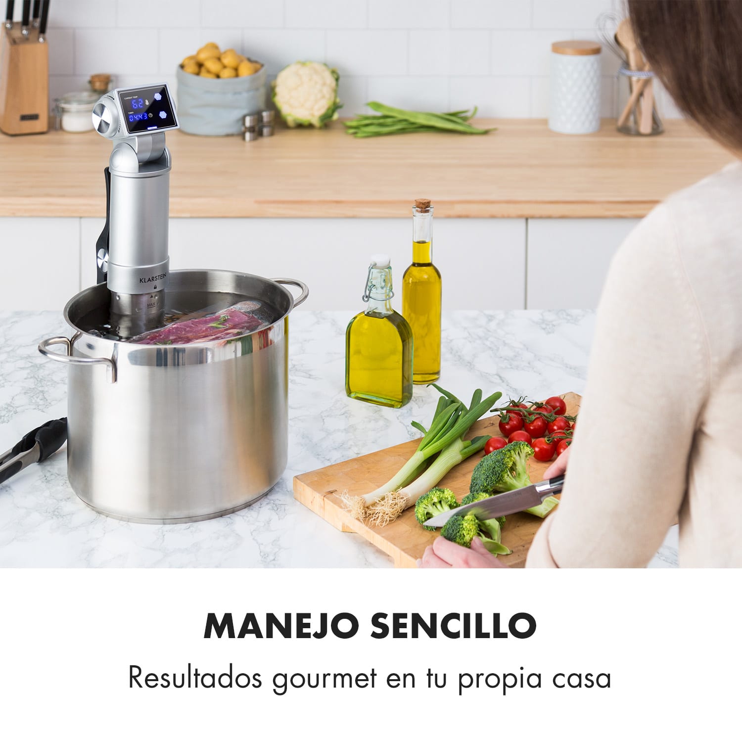 Quickstick Pro Sous Vide Cocedor Bomba 3D Distribución uniforme de calor 0-90 °C Blanco Plata