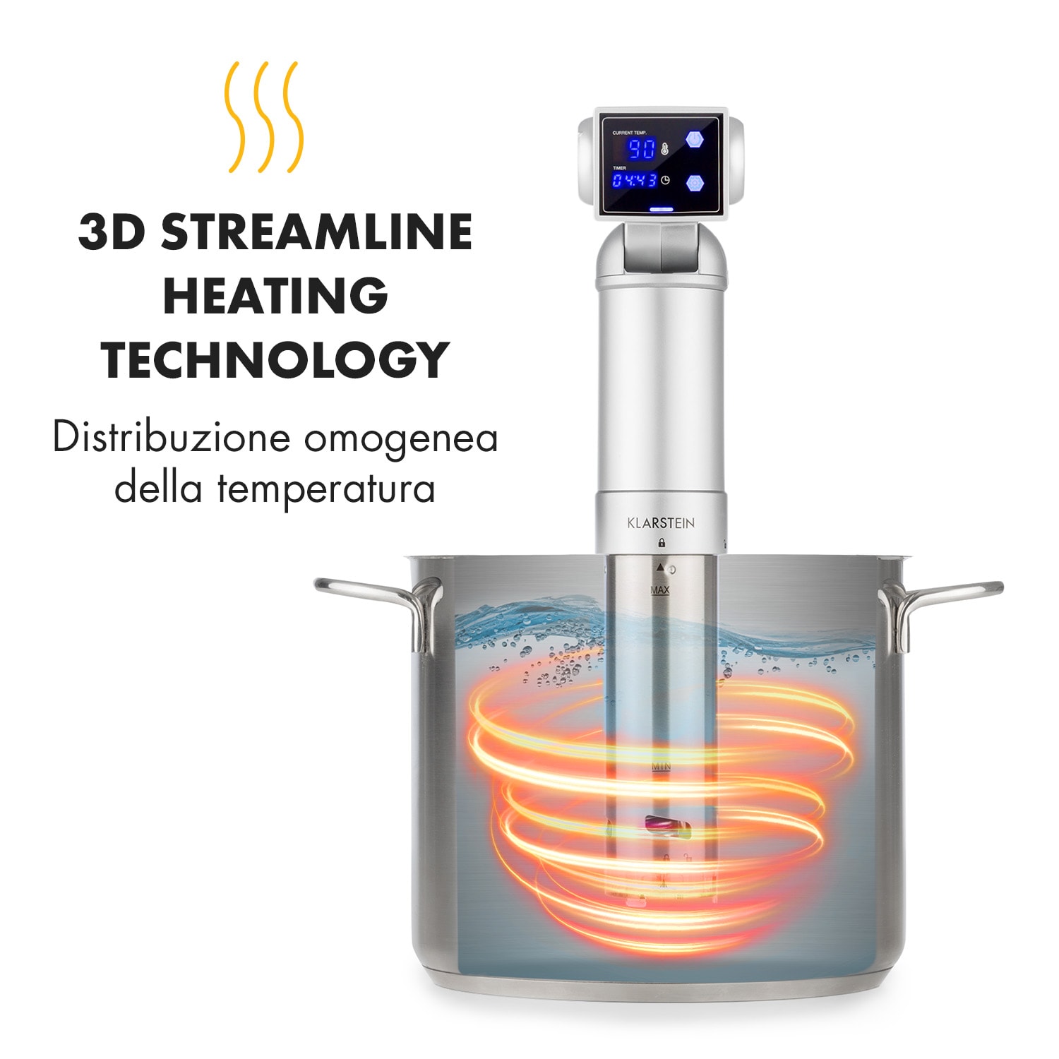 Quickstick Pro Pompa Sous Vide 3D Streamline Heating 0-90 °C Argento Argento