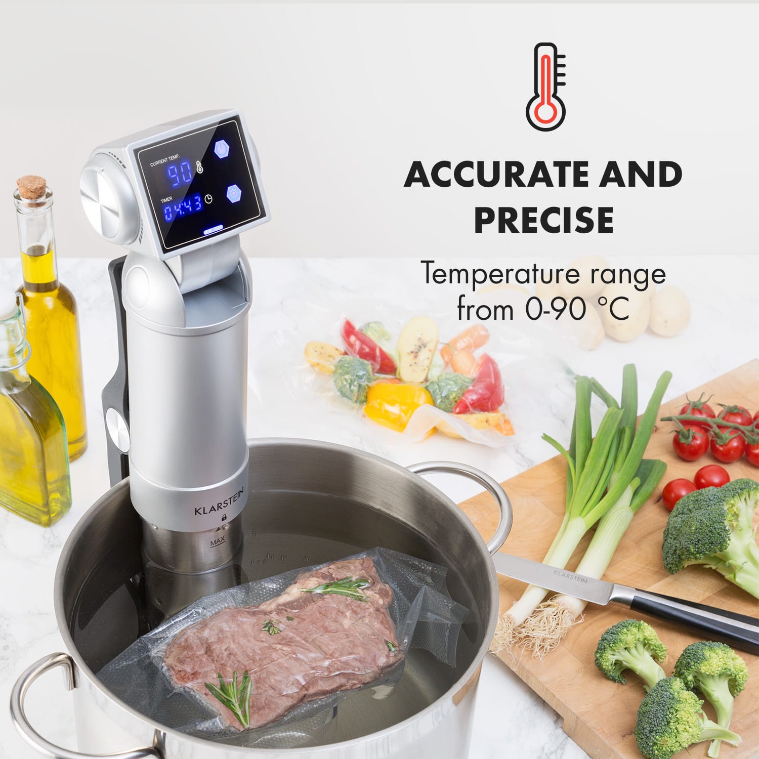 Quickstick Pro, Sous-Vide keringető, pumpa, 3D Streamline Heating technológia,0-90 °C, ezüst Ezüst