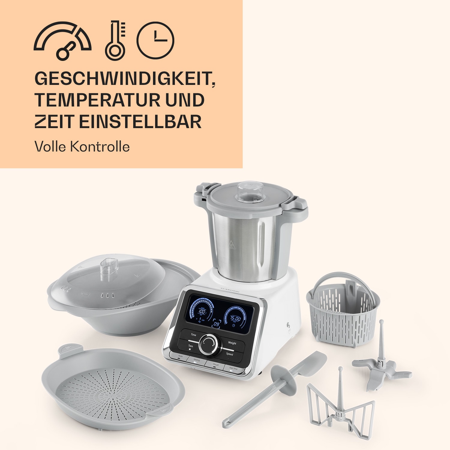 GrandPrix Küchenmaschine 500W / 1000W 2,5l Edelstahl-Rührschüssel 