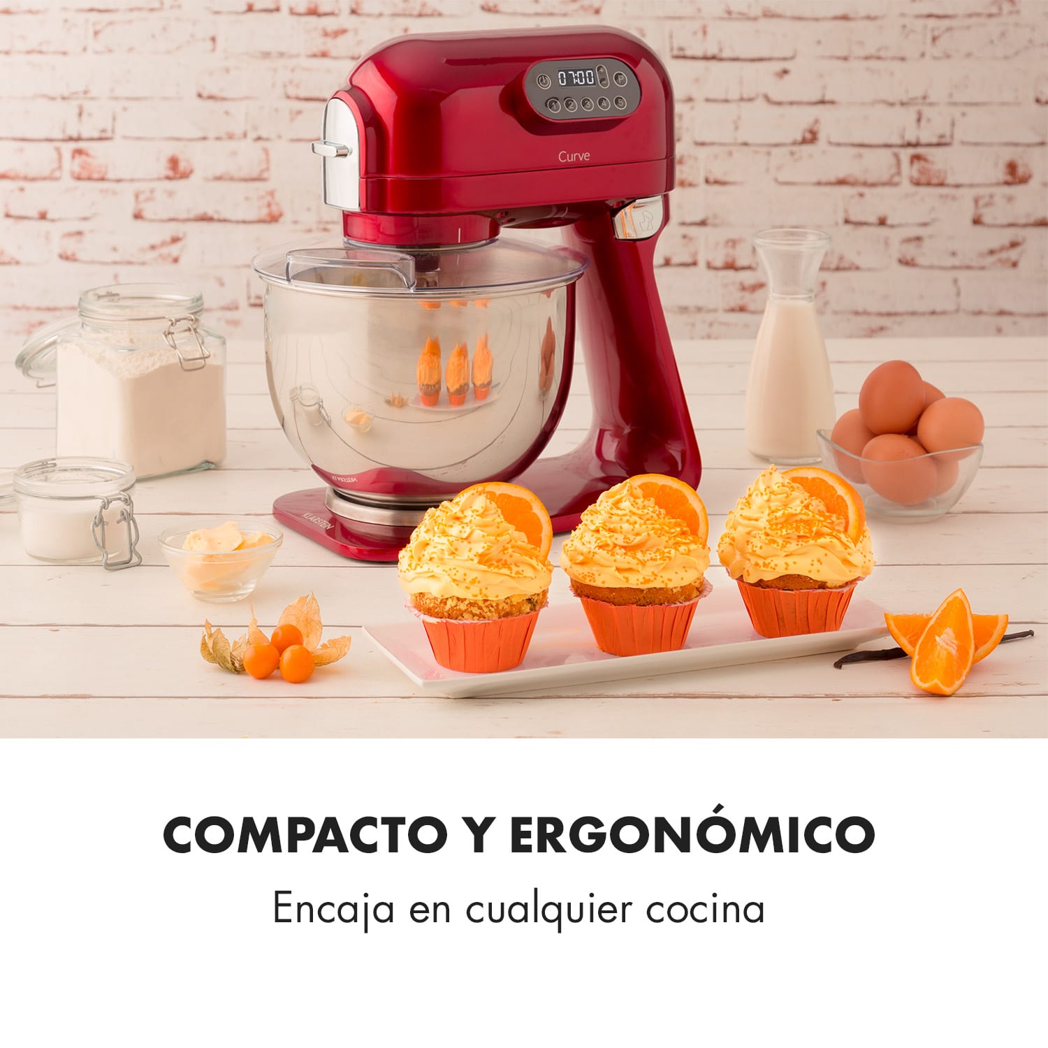 Curve Robot de cocina Display LED 5 velocidades rojo Rojo