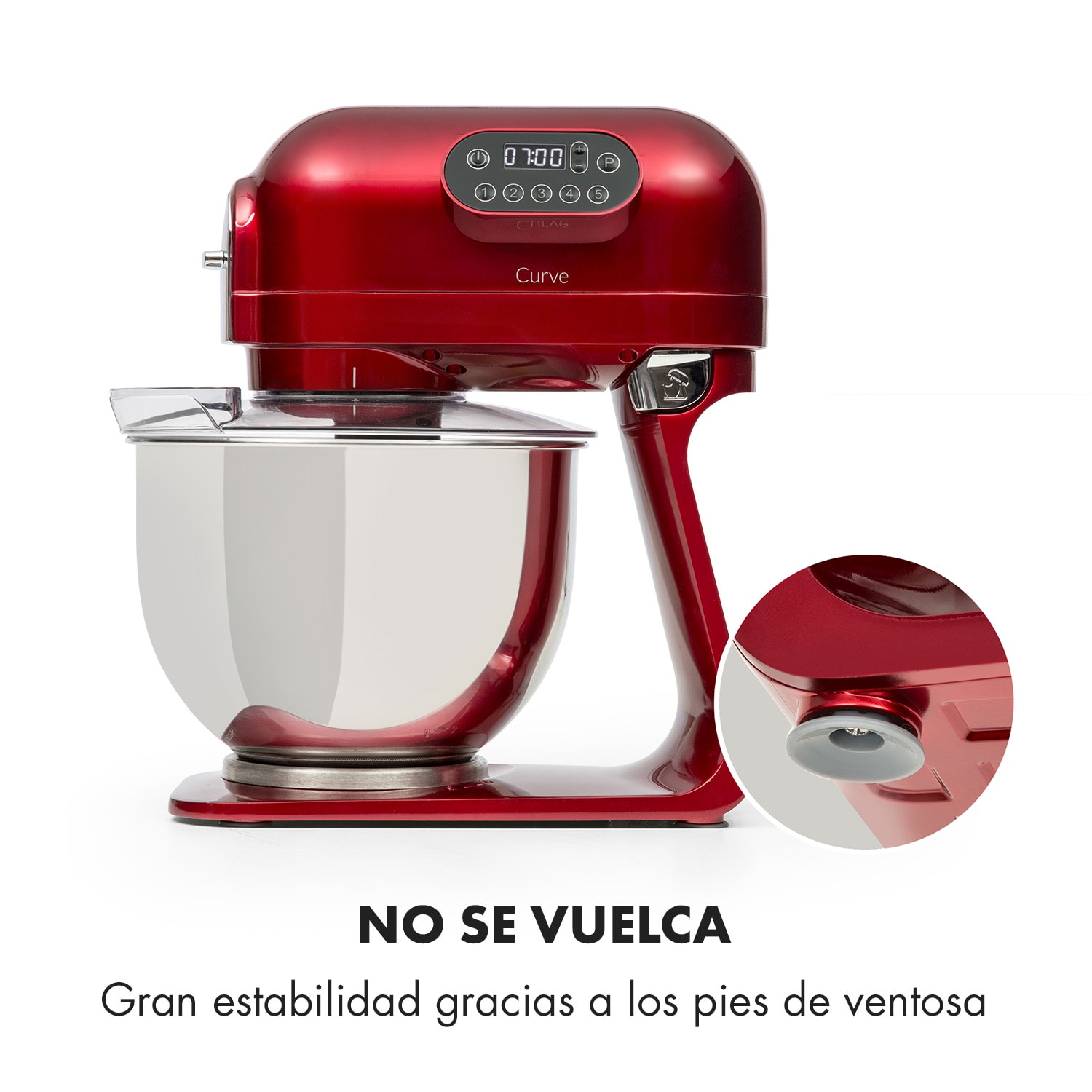 Curve Robot de cocina Display LED 5 velocidades rojo Rojo