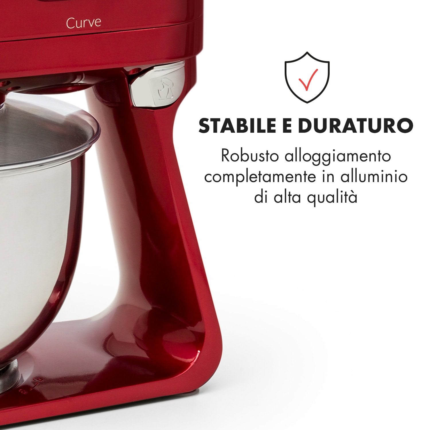 Curve Robot da Cucina Display LED 5 Livelli di Velocità Rosso Rosso