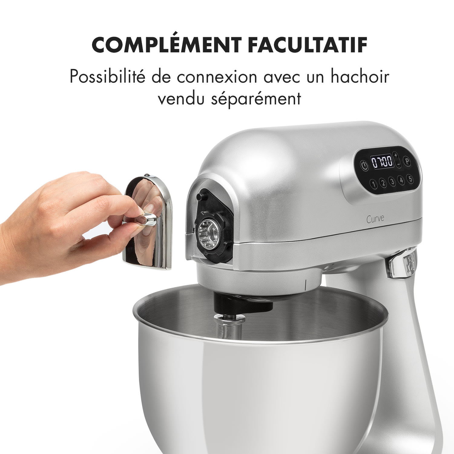 Curve robot de cuisine écran LED 5 vitesses gris argent Argent