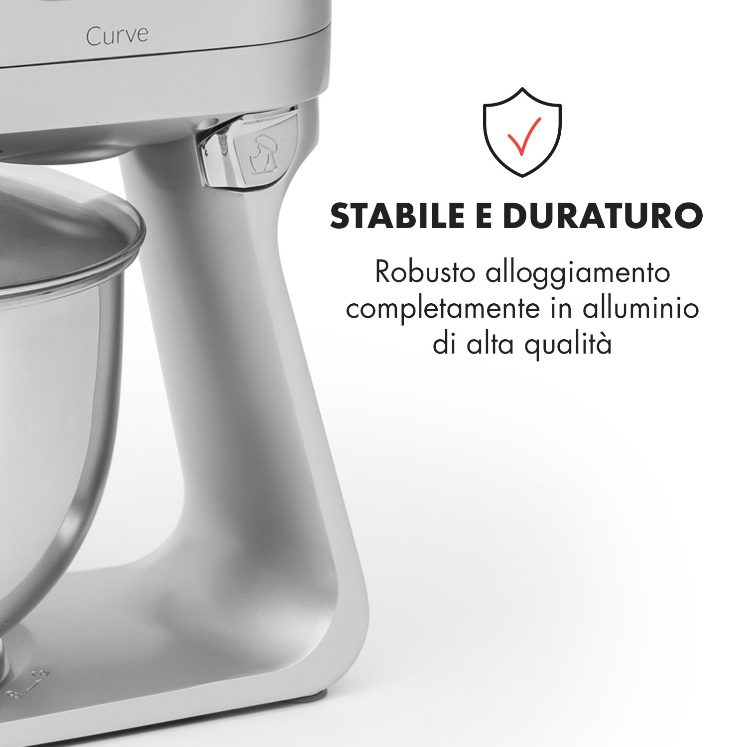 Curve Robot da Cucina Display LED 5 Livelli di Velocità Argento Argento