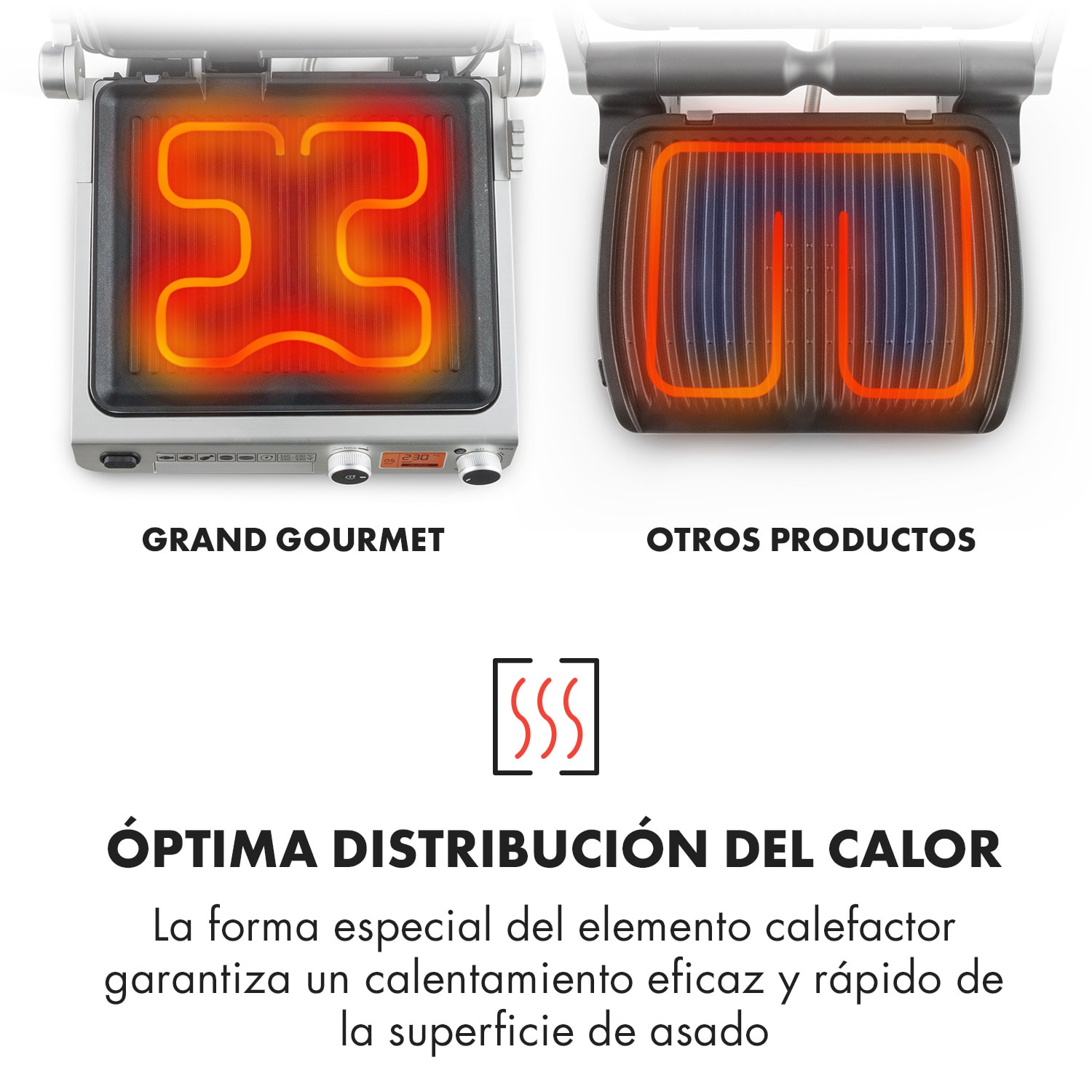 Grand Gourmet Asador de contacto 3 en 1 2000W 160-230°C Vitrocerámica negro 