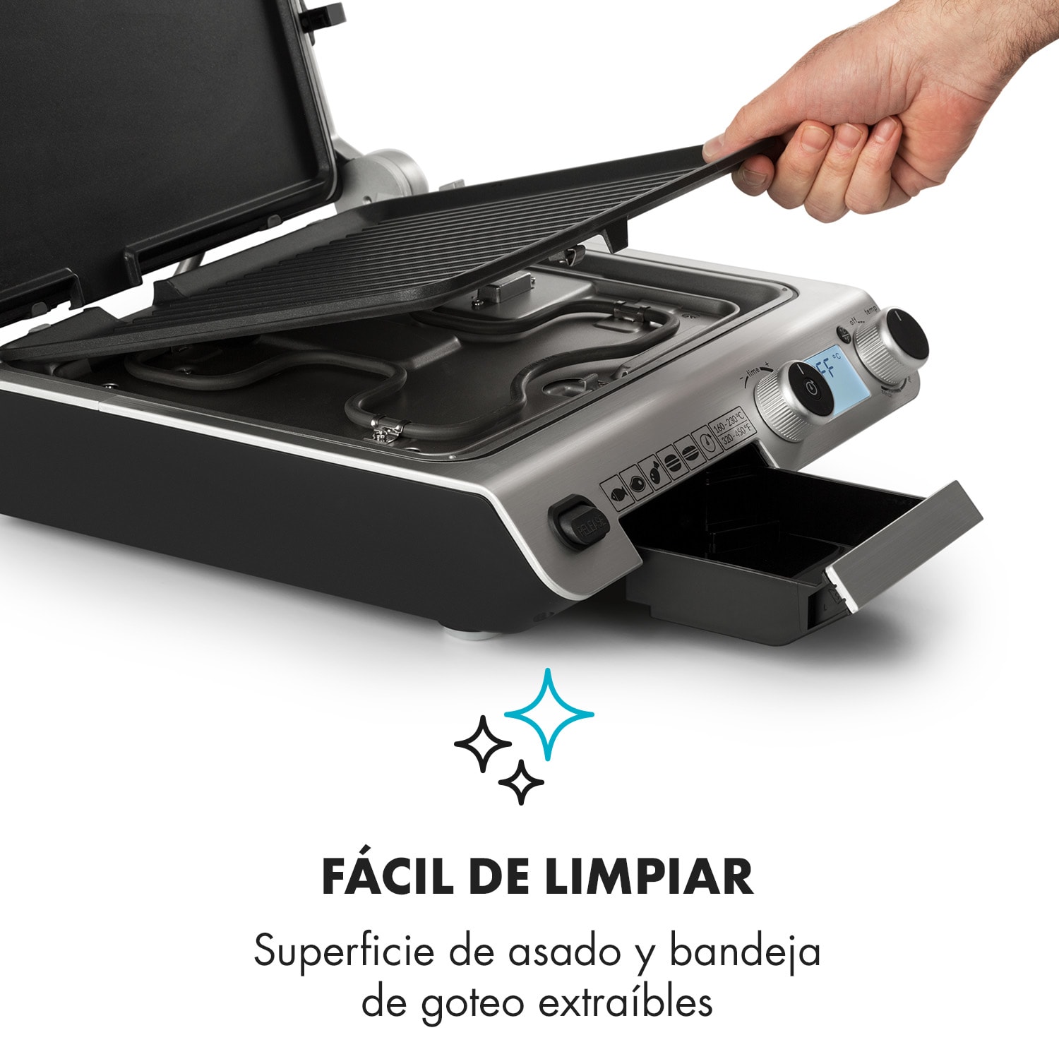 Grand Gourmet Asador de contacto 3 en 1 2000W 160-230°C Vitrocerámica negro 