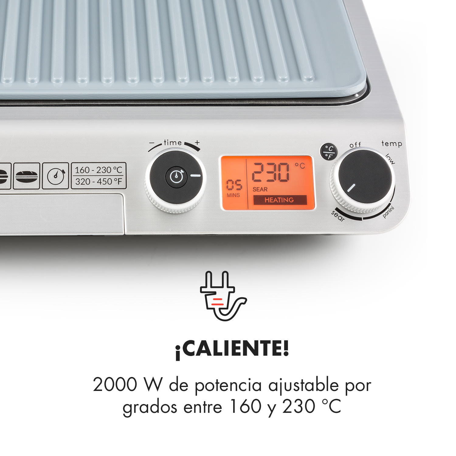 Grand Gourmet Ceramic Asador de contacto 3 en 1 2000W Vitrocerámica negro 