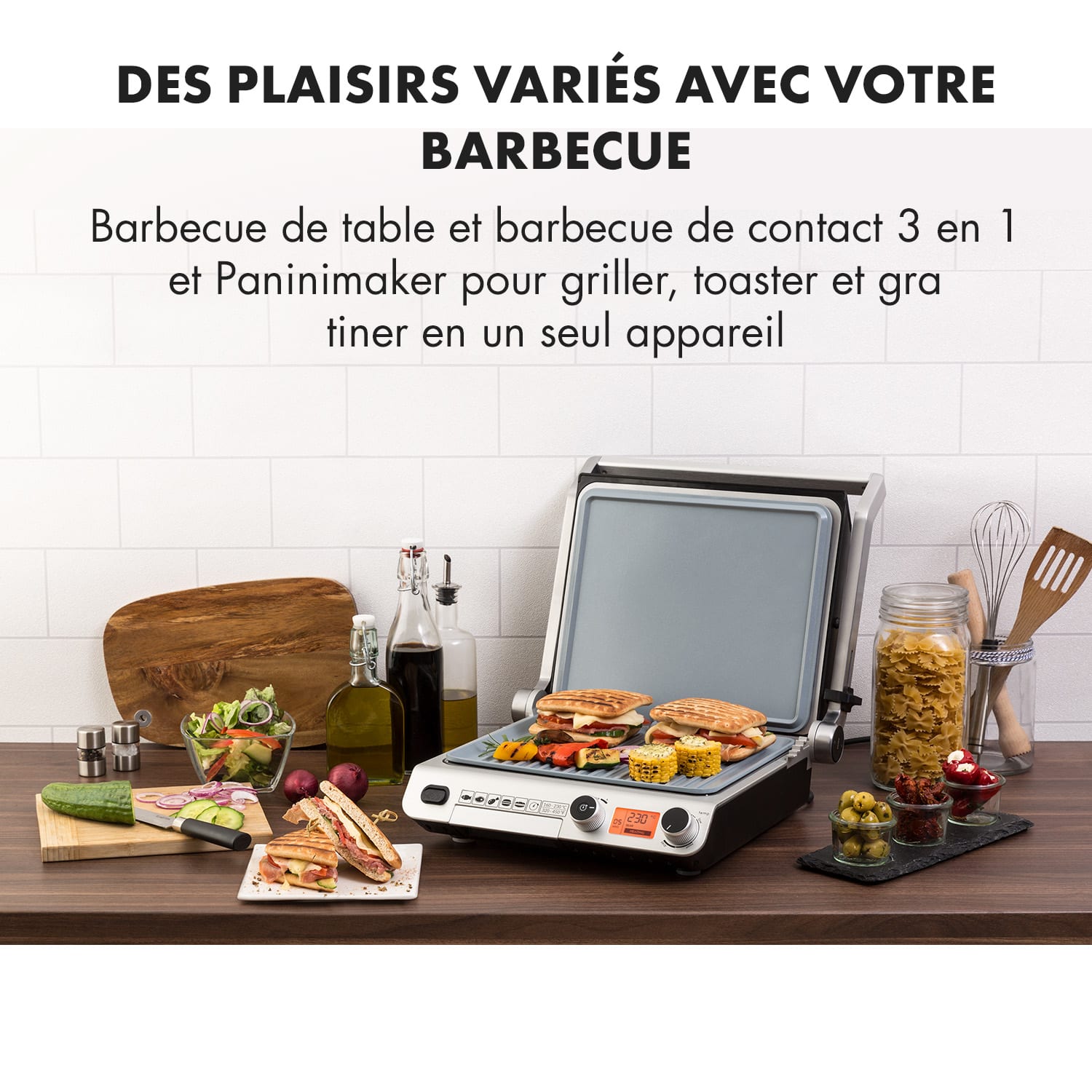 Grand Gourmet Ceramic 3-in-1 contactgrill 2000W glaskeramiek zwart 