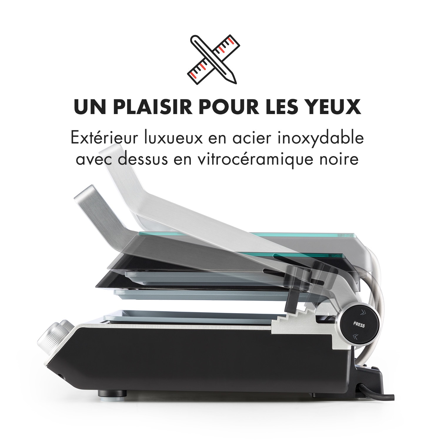 Grand Gourmet Ceramic 3-in-1 contactgrill 2000W glaskeramiek zwart 