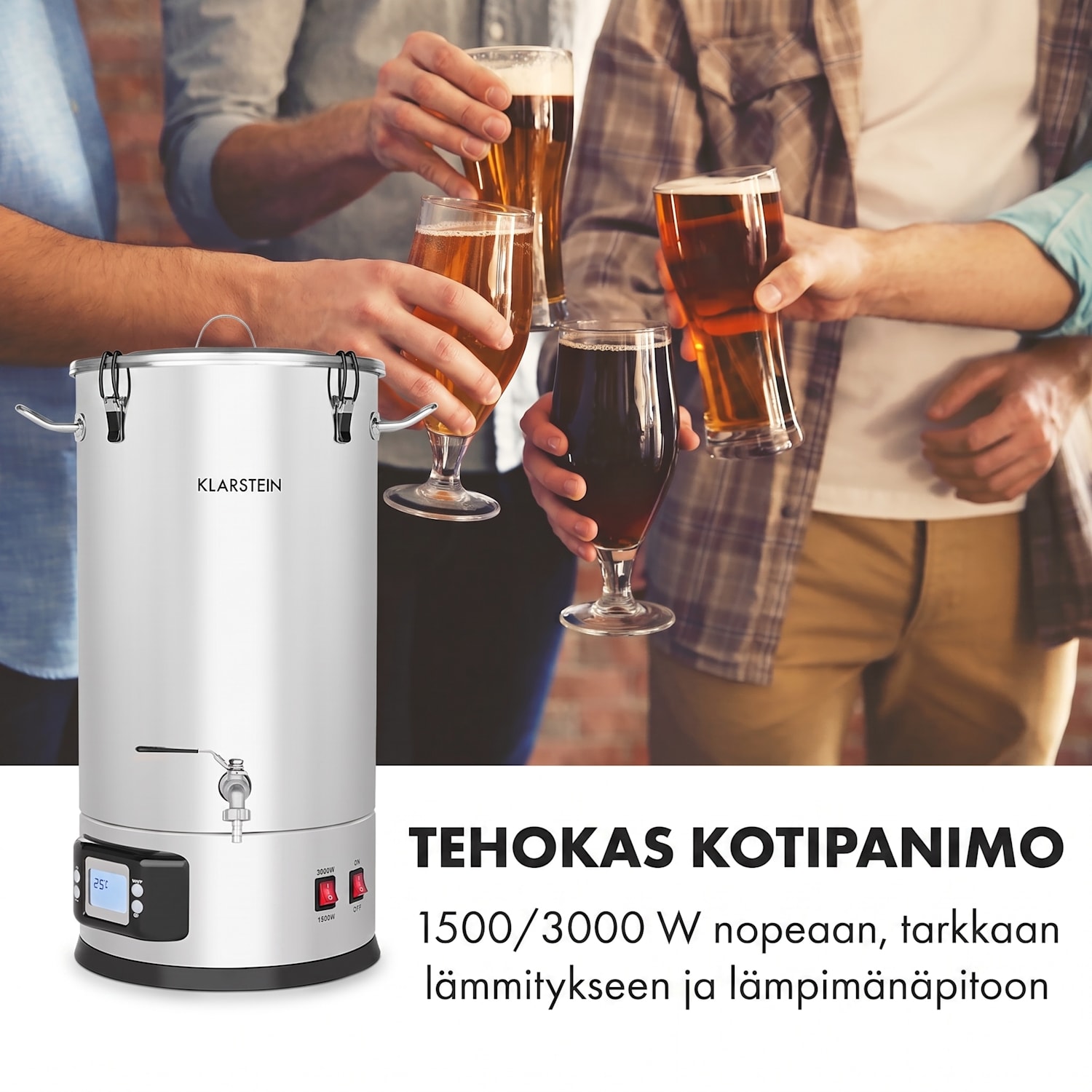 Maischfest käymisastia 5 osaa 1500/3000 W 25 l LCD kosketus ruostumatonta terästä 25 L