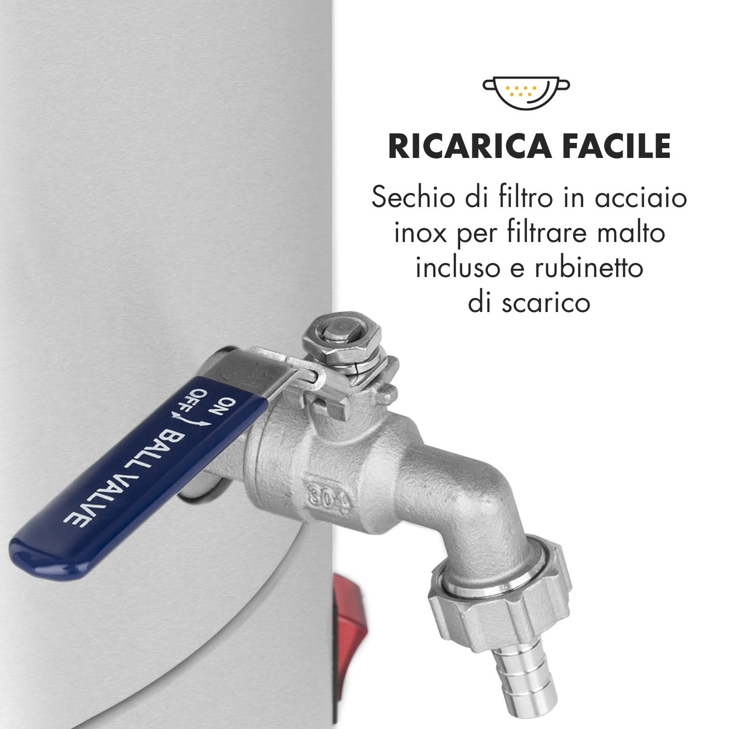 Maischfest Paiolo di Ammostatura 5 pz. 1500/3000W 25l LCD Touch Acciaio Inox 25 L