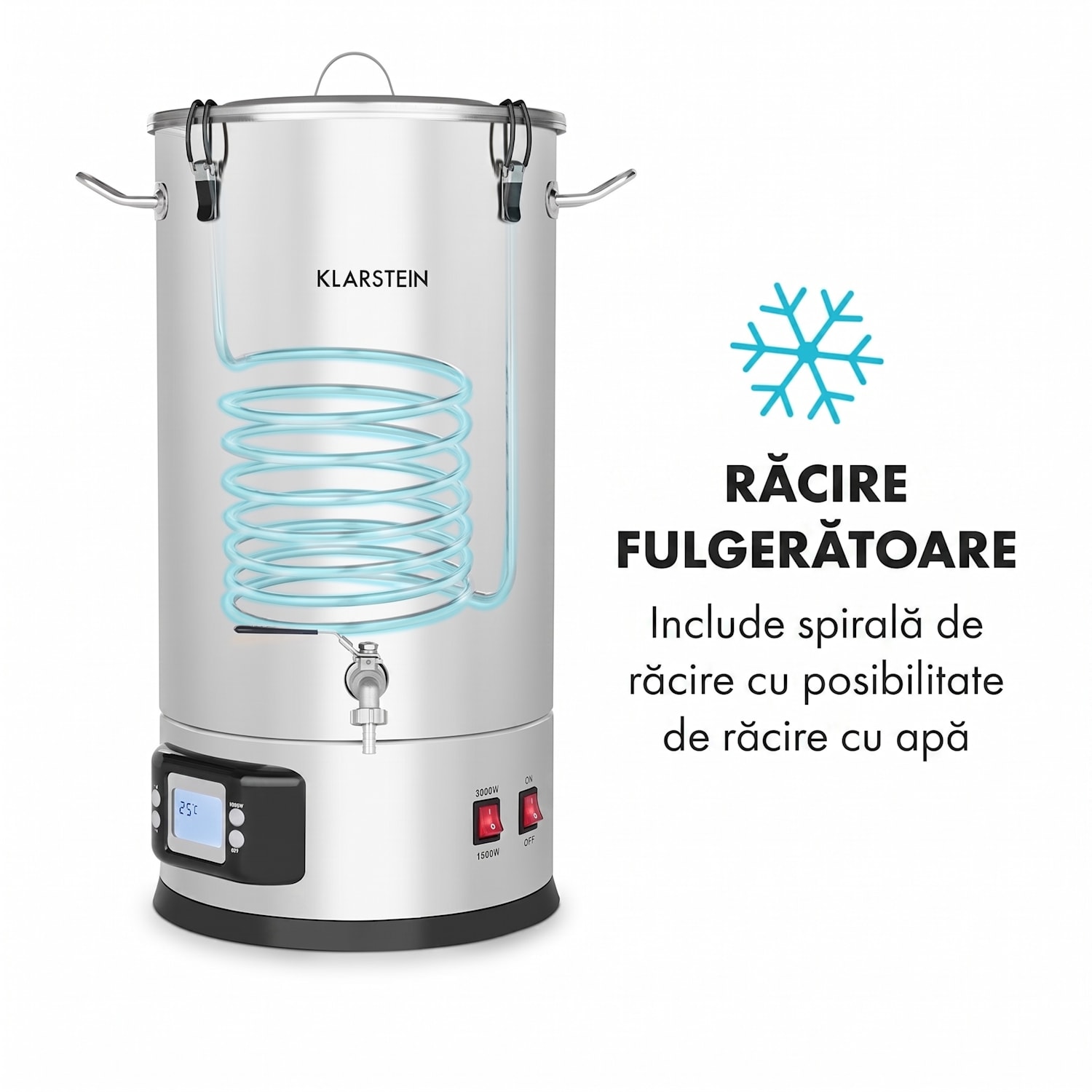 MAISCHFEST, cazan pentru malț, 5 piese, 1500 W / 3000 W, 25 l, lcd tactil, oțel inoxidabil 25 L