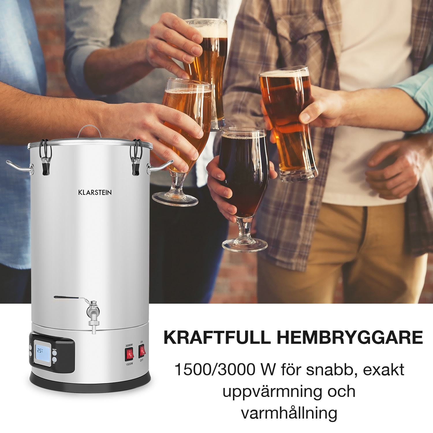 Maischfest Boiler bryggverk 5 delar 1500/3000 W 25 l LCD touch rostfritt stål 25 L