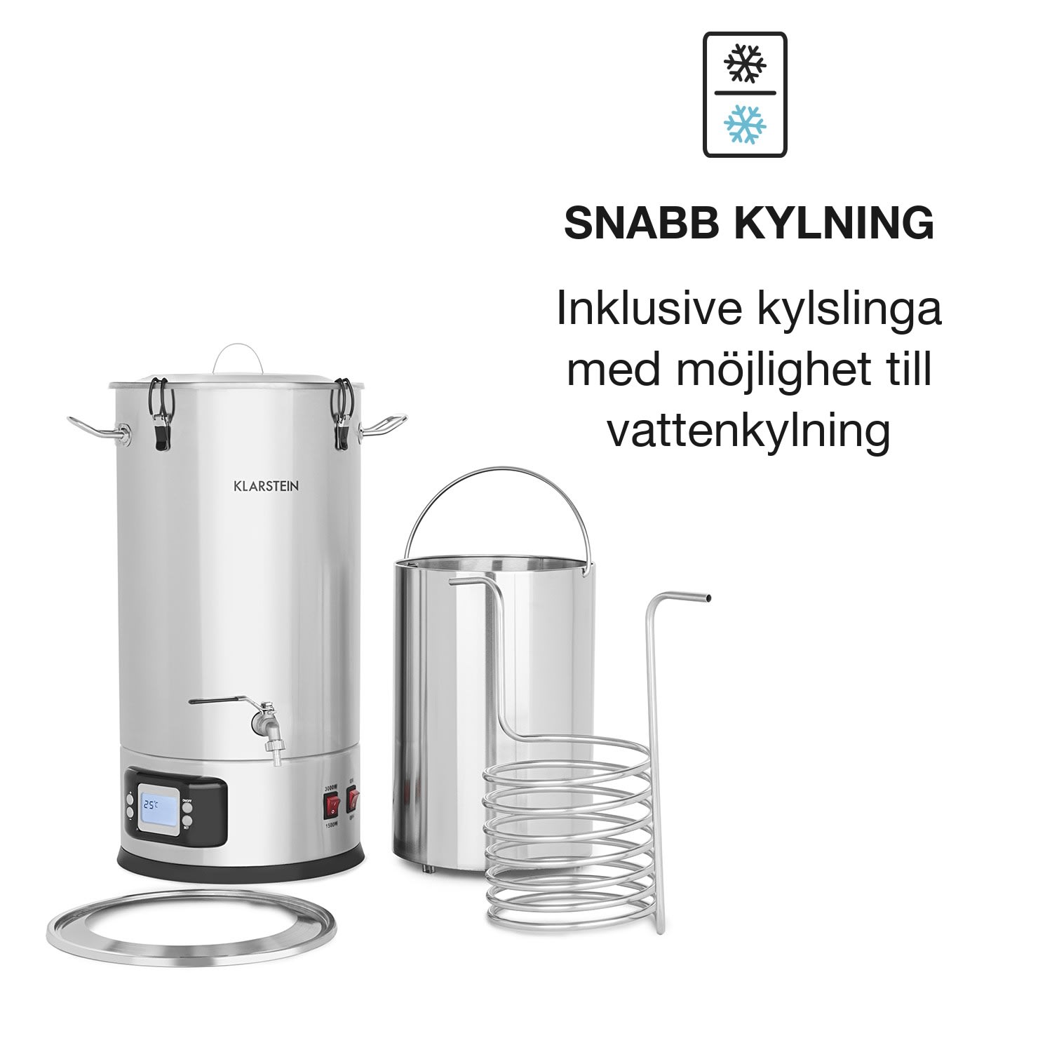 Maischfest Boiler bryggverk 5 delar 1500/3000 W 25 l LCD touch rostfritt stål 25 L