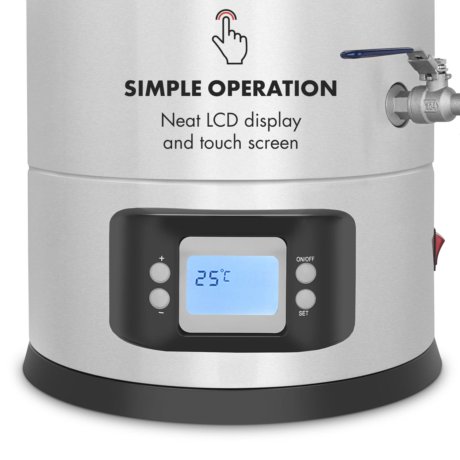 MAISCHFEST, cazan pentru malț, 5 piese, 1500 W / 3000 W, 25 l, lcd tactil, oțel inoxidabil 