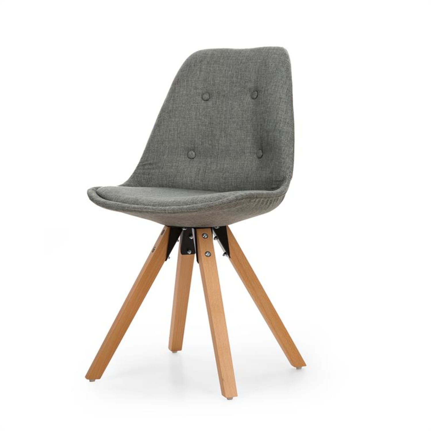 Iseo kuipstoel set van 2 beklede PP-kuip - berkenhout grijs Mid Gray