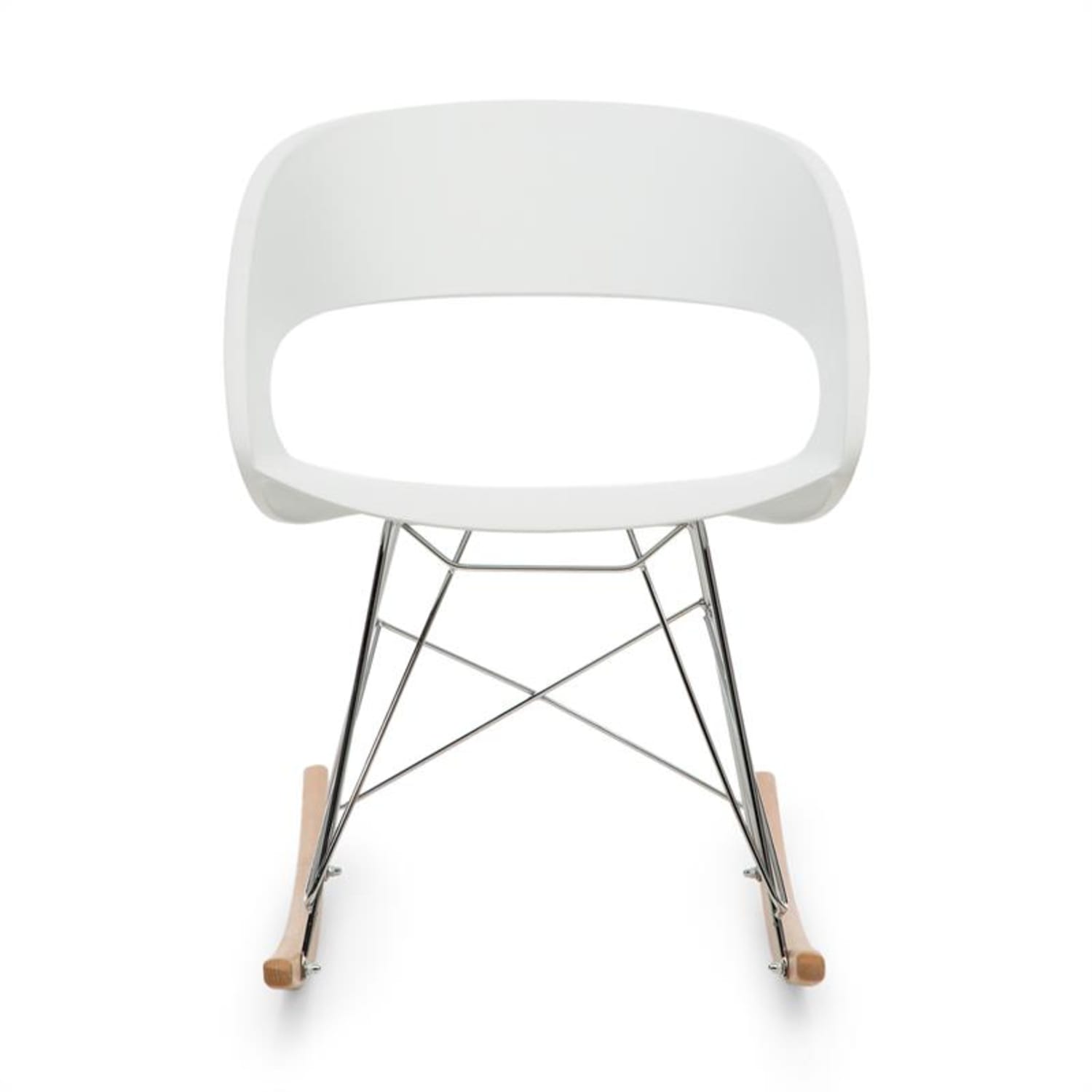 Travolta Chaise à bascule rétro coque plastique dur & bois - blanc 