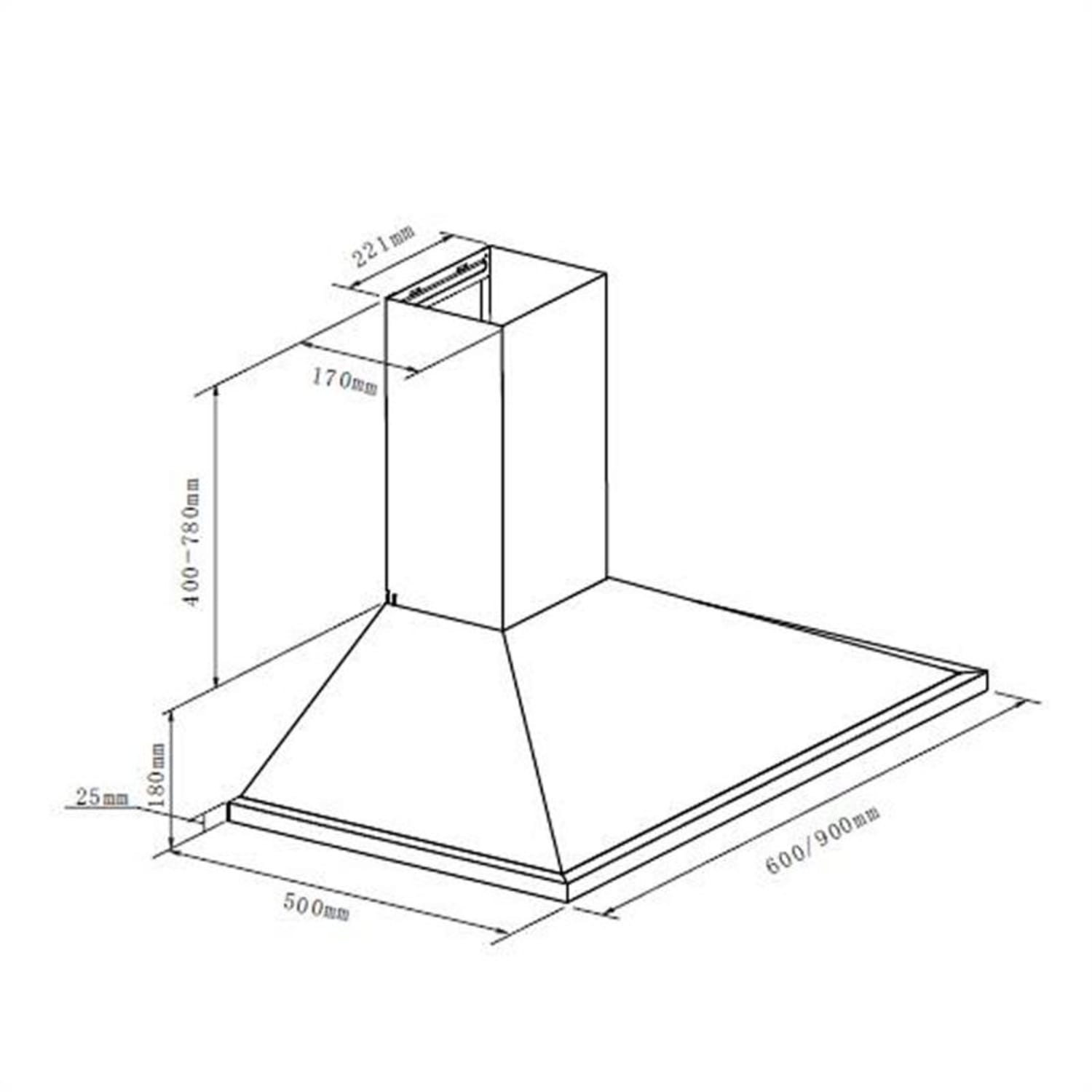 Galina, digestor, 60 cm, nástenný, 350 m³/h, LED, akrylové sklo, nehrdzavejúca oceľ 