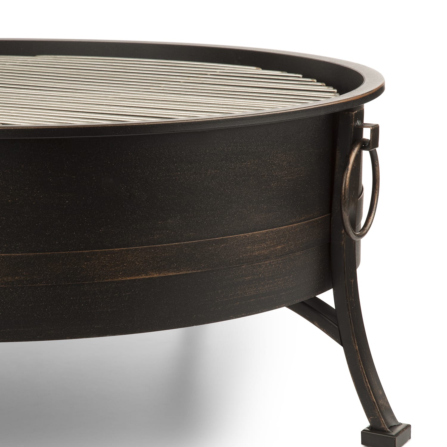 Catania 2-in-1-Feuerschale Ø80cm Funkenschutz Ø70cm Grill Stahl antik Antik-Schwarz