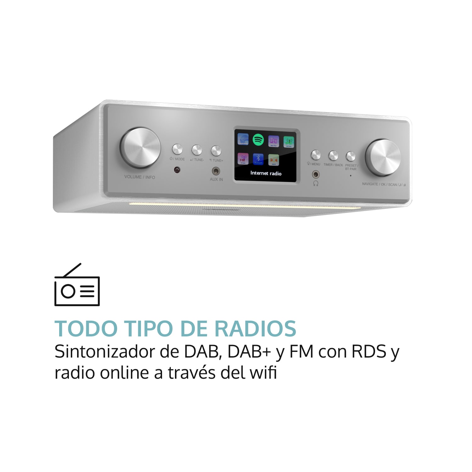 Connect Soundchef radio de cocina empotrable con Internet DAB+ FM bafles de 2 x 3" blanco Sin soporte para tableta | Blanco