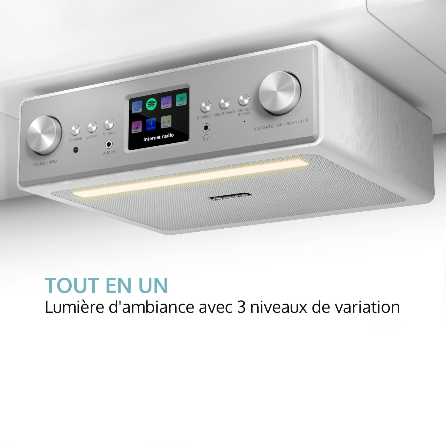 Connect Soundchef Radio encastrable Internet DAB+ FM enceintes 3" -blanc Sans support pour tablette | Blanc