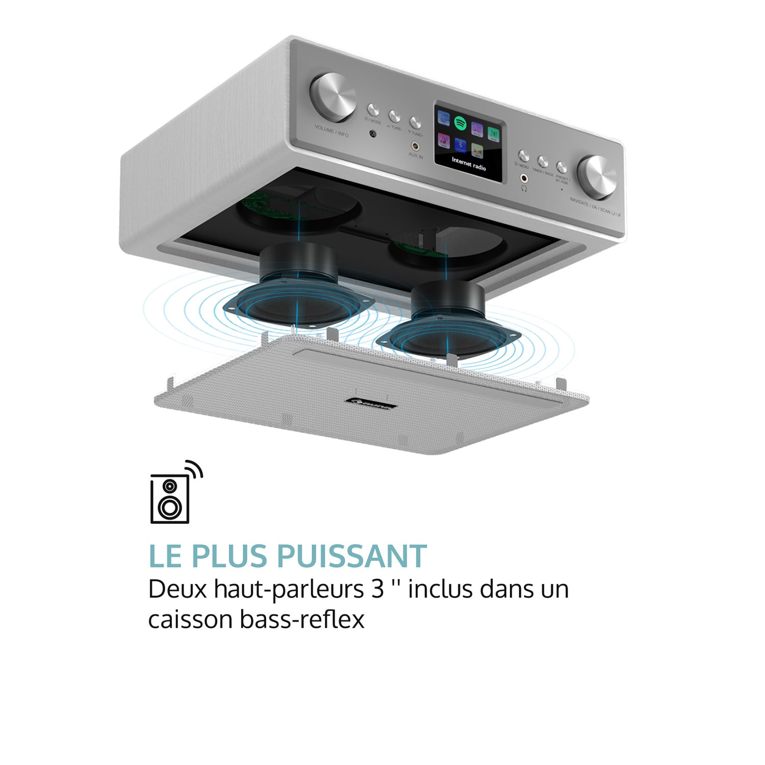Connect Soundchef Radio encastrable Internet DAB+ FM enceintes 3" -blanc Sans support pour tablette | Blanc