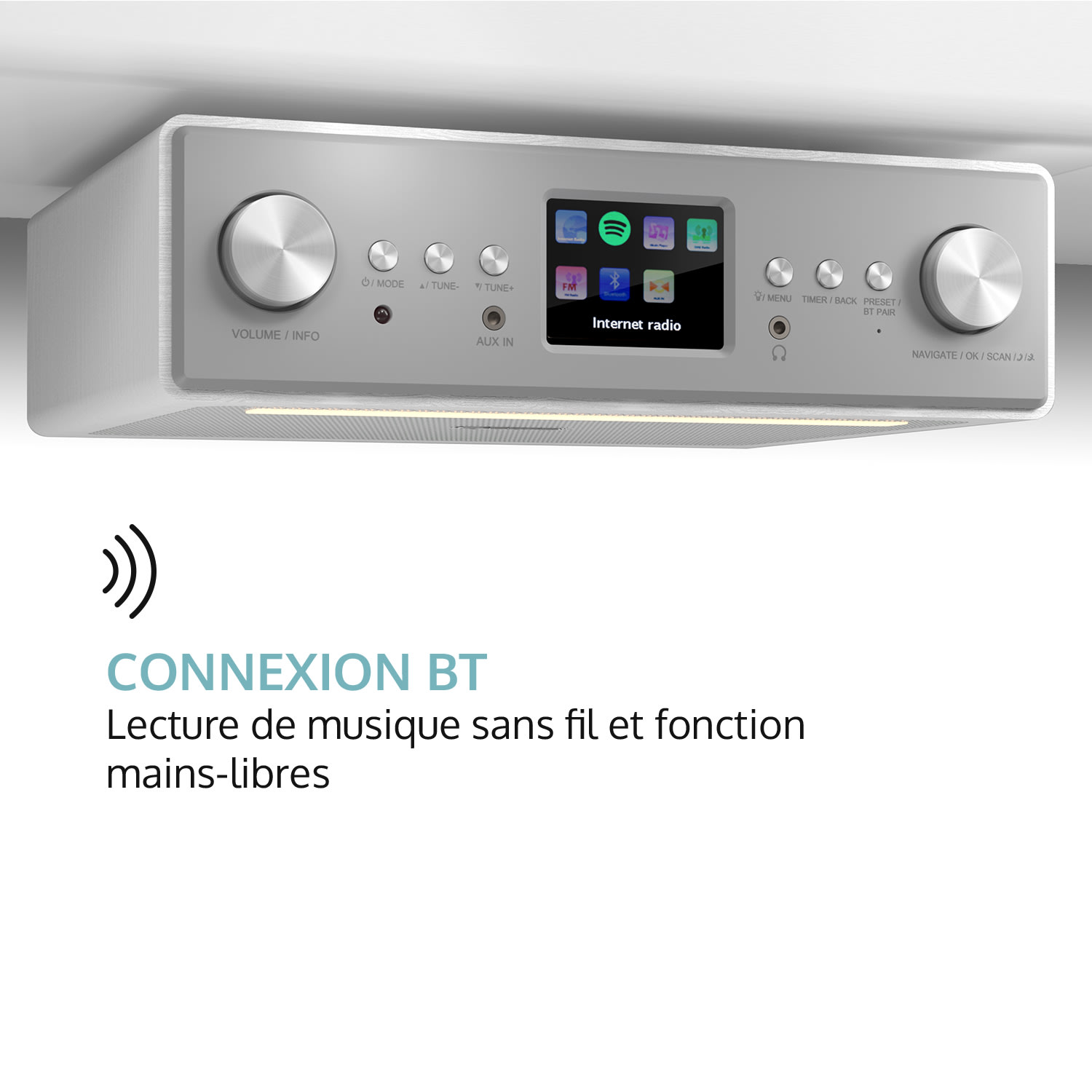 Connect Soundchef Radio encastrable Internet DAB+ FM enceintes 3" -blanc Sans support pour tablette | Blanc