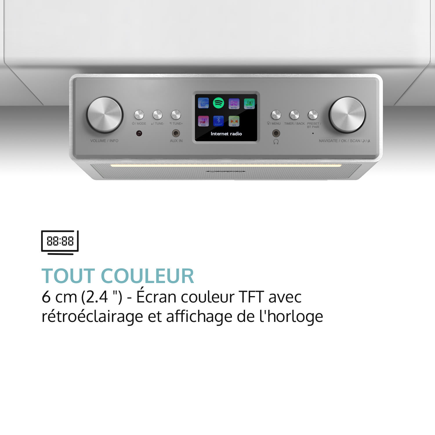 Connect Soundchef Radio encastrable Internet DAB+ FM enceintes 3" -blanc Sans support pour tablette | Blanc