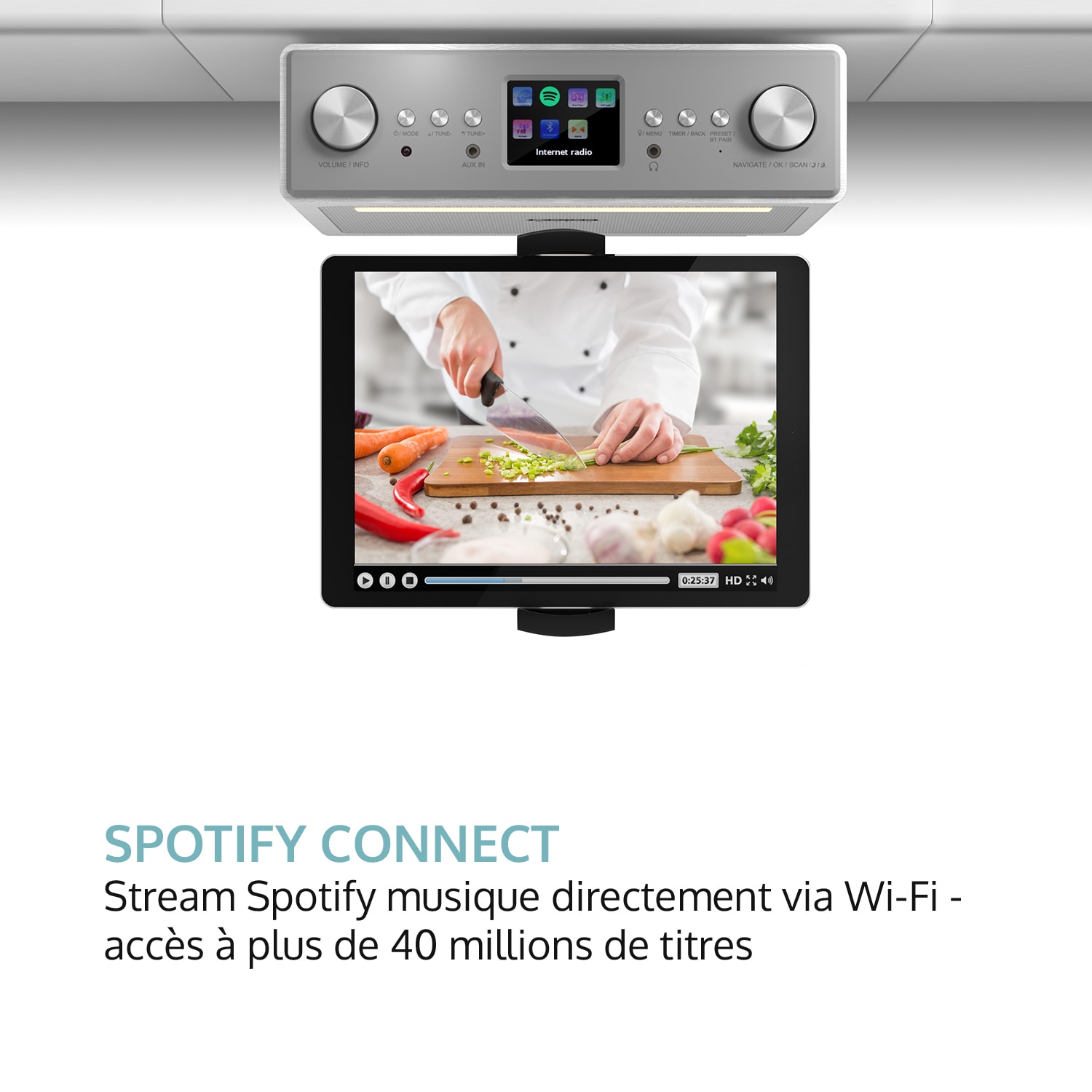 Connect Soundchef Radio encastrable Internet DAB+ FM enceintes 3" -blanc Sans support pour tablette | Blanc
