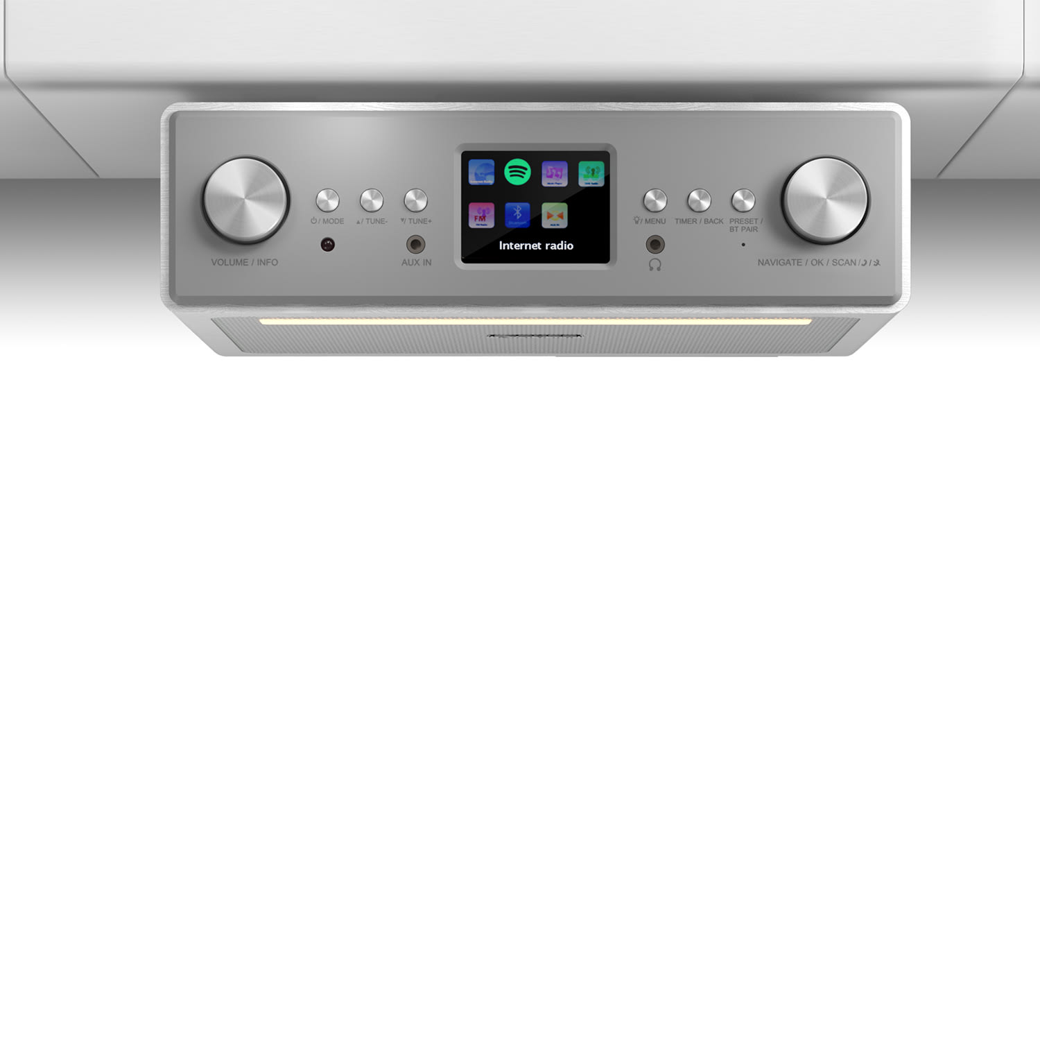 Connect Soundchef, кухненско радио, закрепено в долната част на шкафа, интернет, DAB+, FM, 2 x 3" високоговорители, бяло Без стойка за таблет | Бял