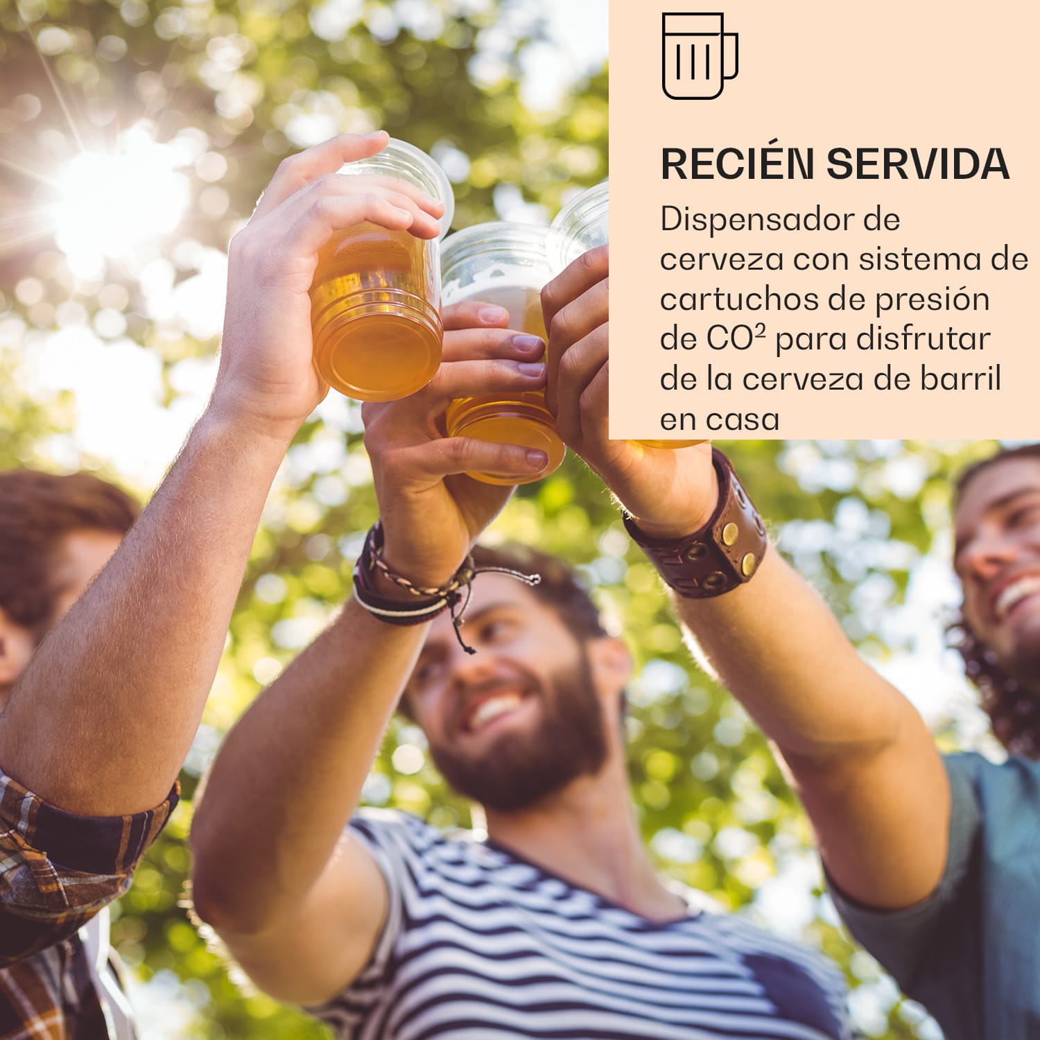 Skal Dispensador de cerveza Enfriador de cerveza Barriles de 5 L CO2 Acero inoxidable Negro Negro / Oro Antiguo Metálico