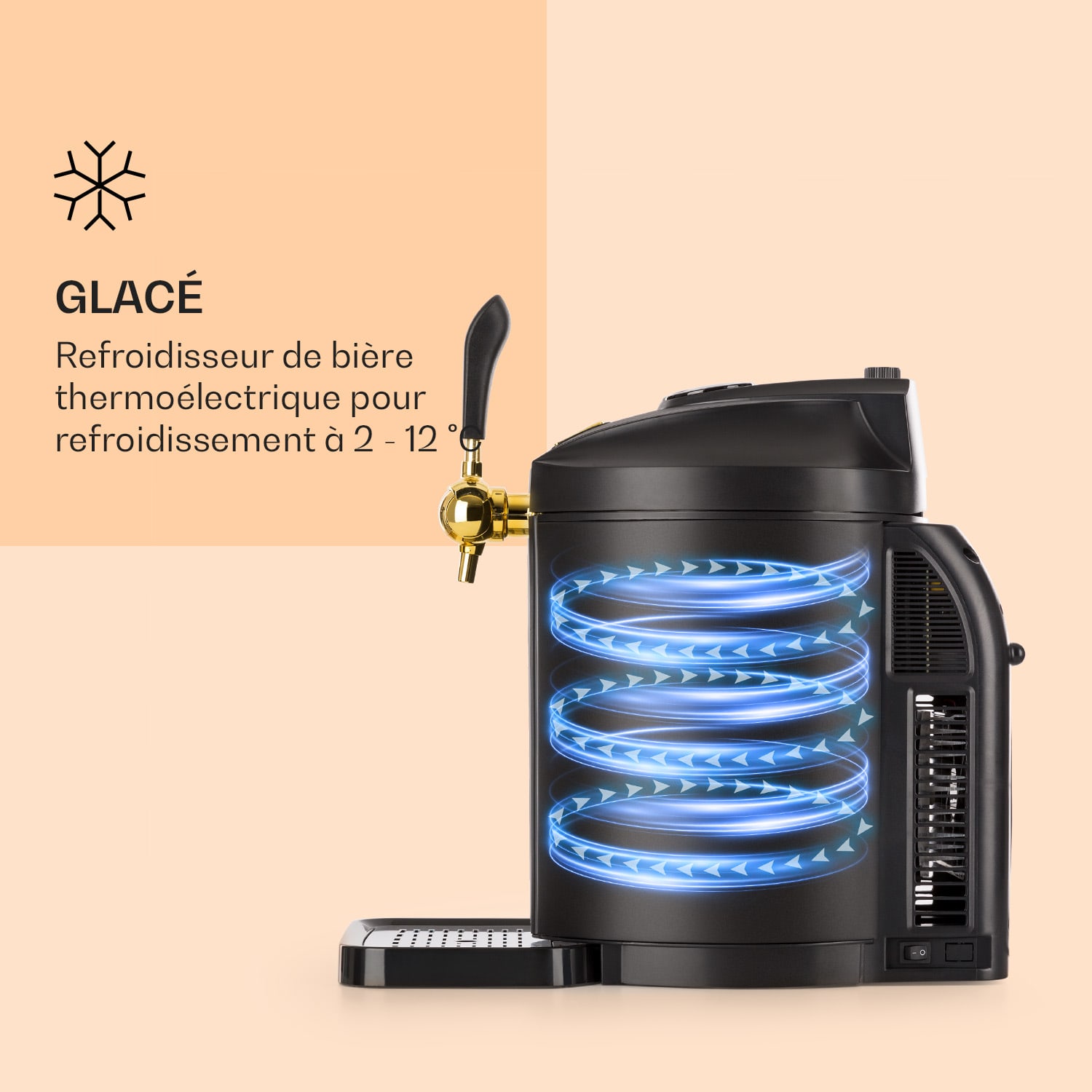 Distributeur de bière Skal Rafraîchisseur de bière fûts de 5 l CO2 inox noir Noir / Or Antique Métallisé