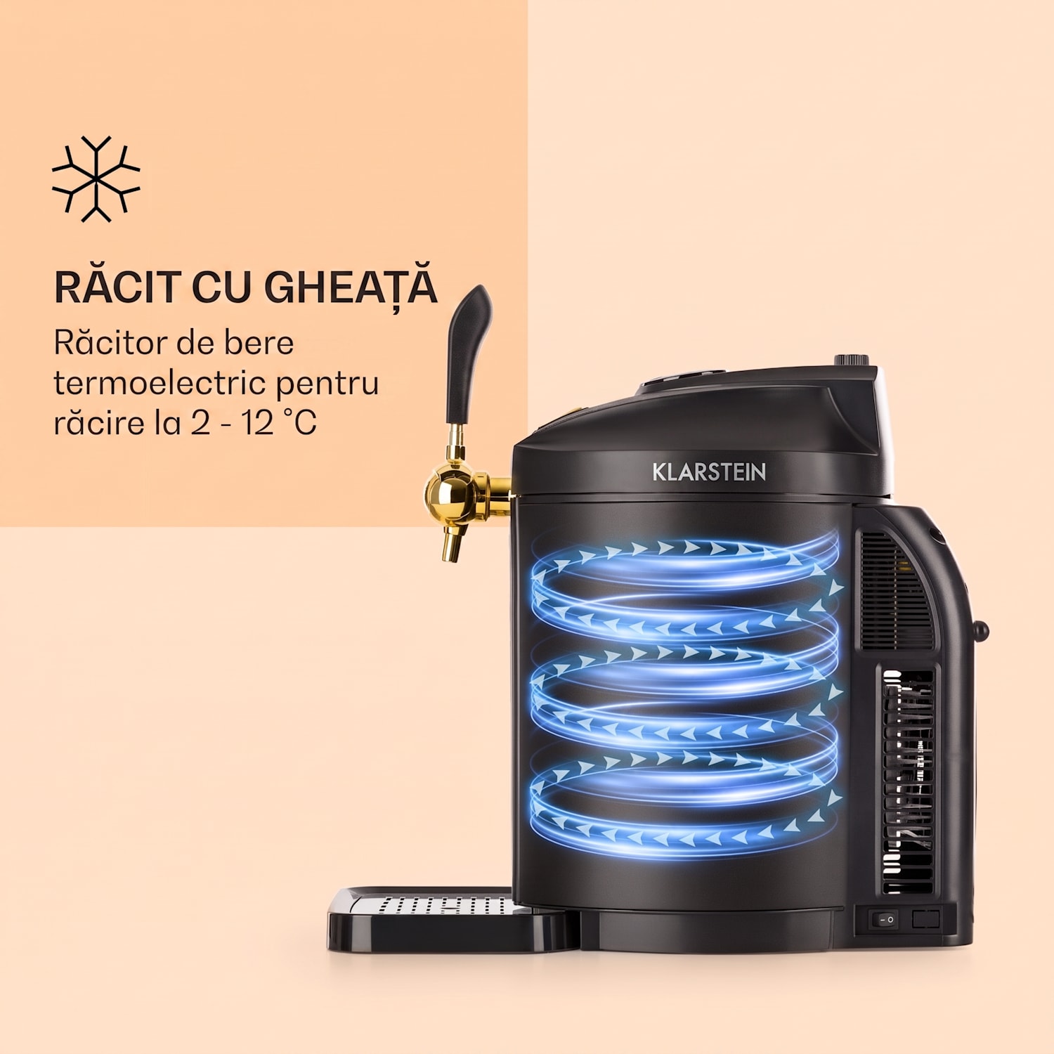 Skal, aparat pentru băuturi la halbă, răcirea berii, 5 l butoi, CO2, inox, negru Negru / Aur antic Metalic