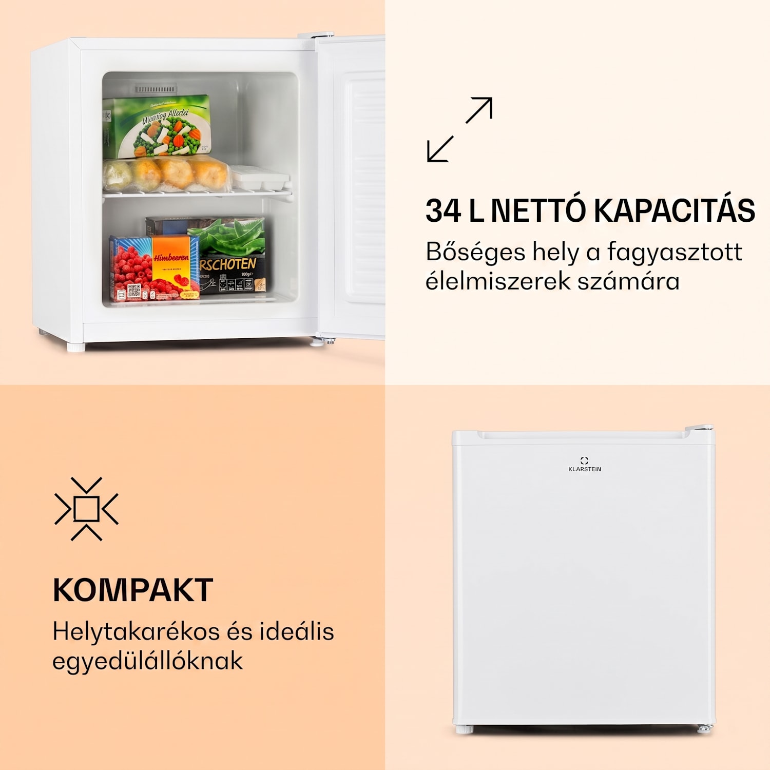 Garfield Eco E, fagyasztó, 33, l, 4 csillag, kompakt, fehér Fehér