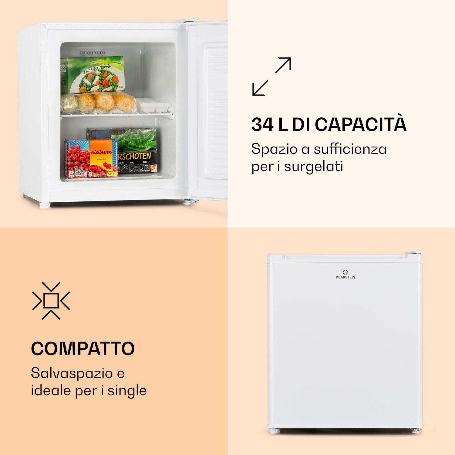 Garfield Eco Congelatore 4 stelle 34 litri compatto Bianco