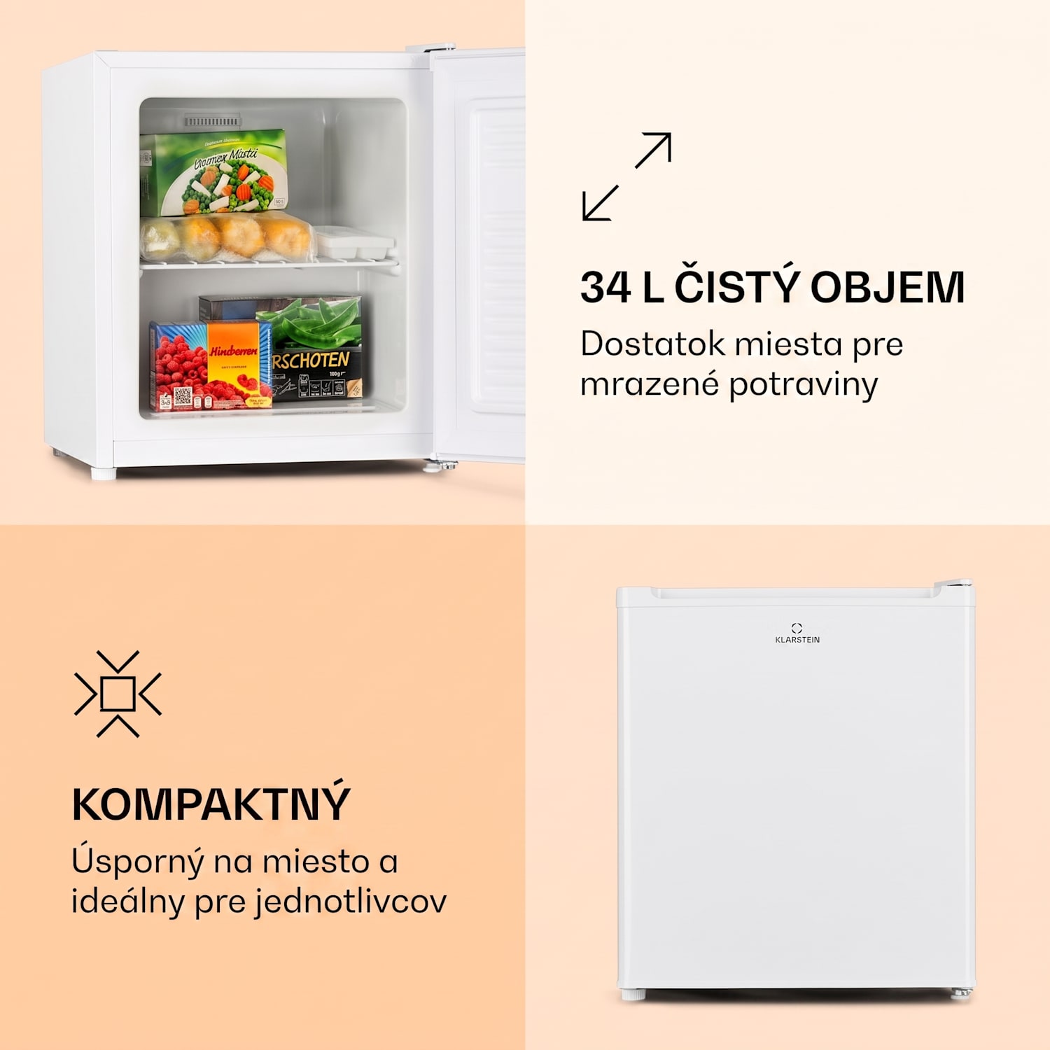 Garfield Eco E, mraznička, 33 l, 4 hviezdičky, kompaktná, biela Biela