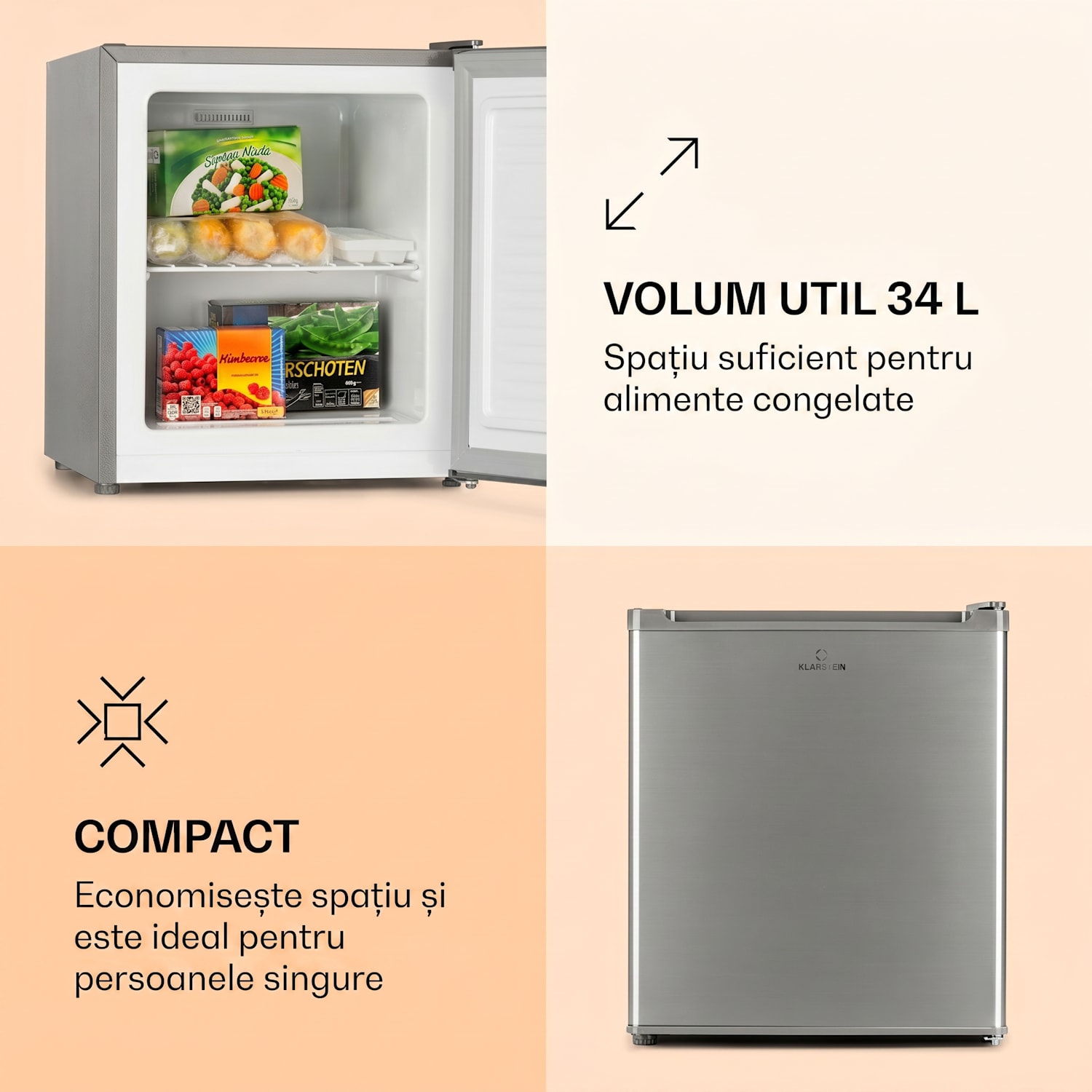 Garfield Eco E, congelator de 4 stele, 33 l, compact, argint Argintiu