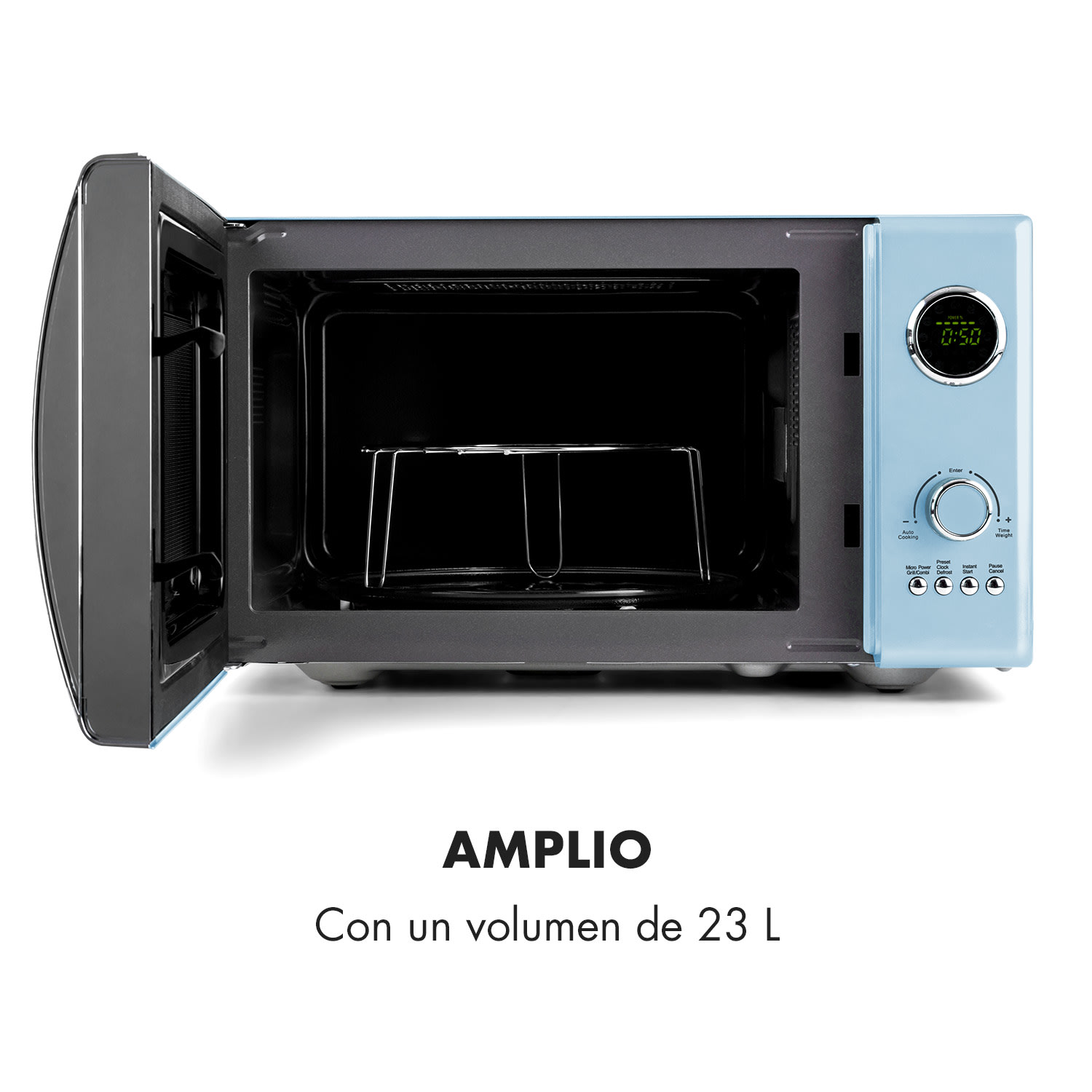 Fine Dinesty Microondas 2 en 1 800W Grill 1000W 23L Azul Aguamarina