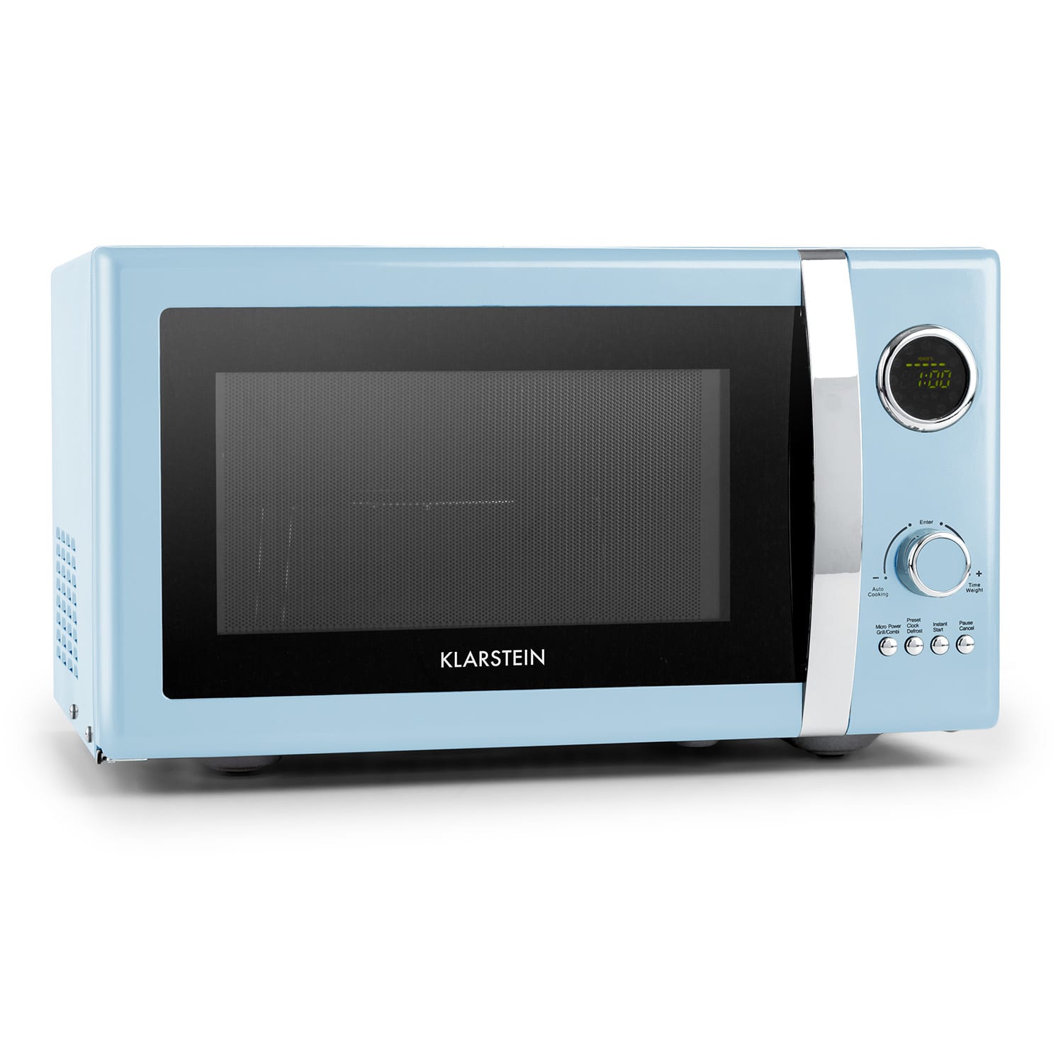 Fine Dinesty, kuchenka mikrofalowa z grillem, 800/1000 W, 23 l, styl retro, 12 programów Aqua