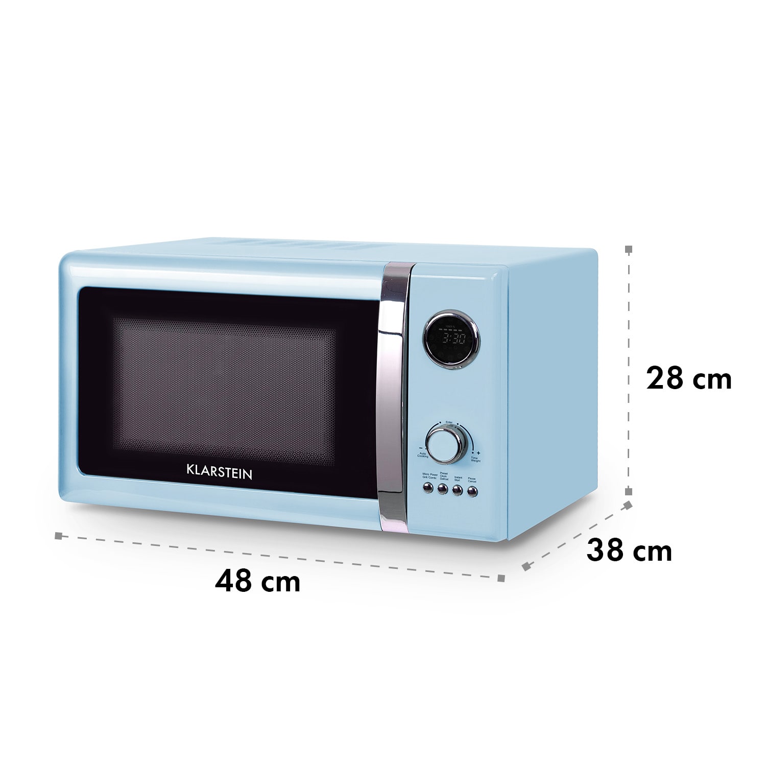 Fine Dinesty, kuchenka mikrofalowa z grillem, 800/1000 W, 23 l, styl retro, 12 programów Aqua