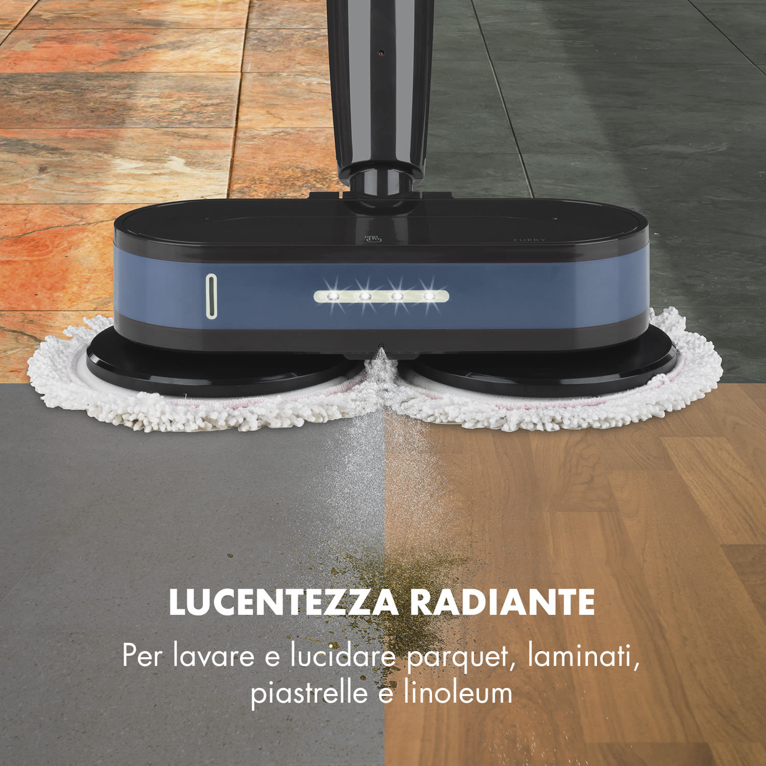 Furby Lavapavimenti e Lucidatrice LED Batteria 60W nero/blu Blu