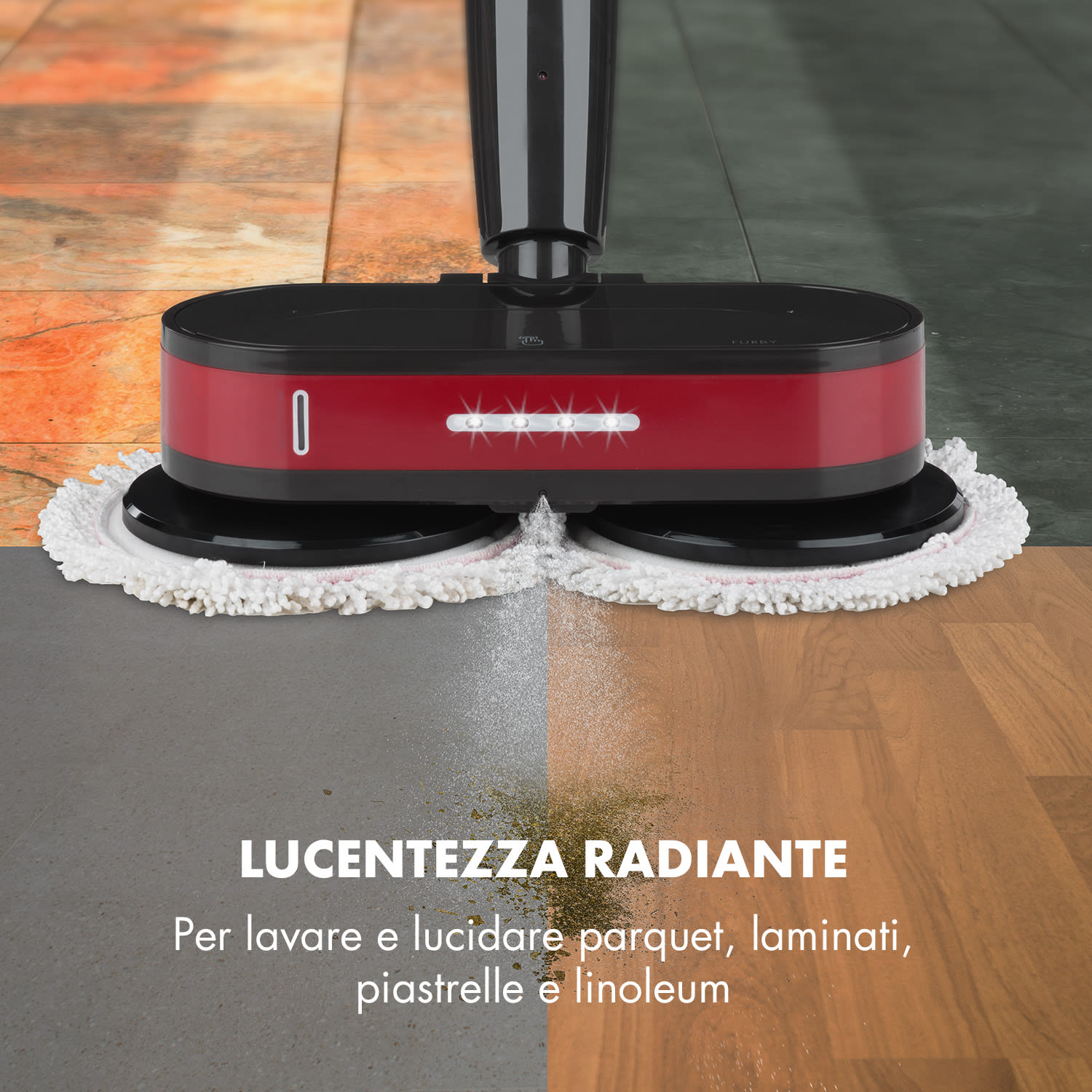 FurbyLavapavimenti e Lucidatrice LED Batterie 60 W Nero/Rosso Rosso