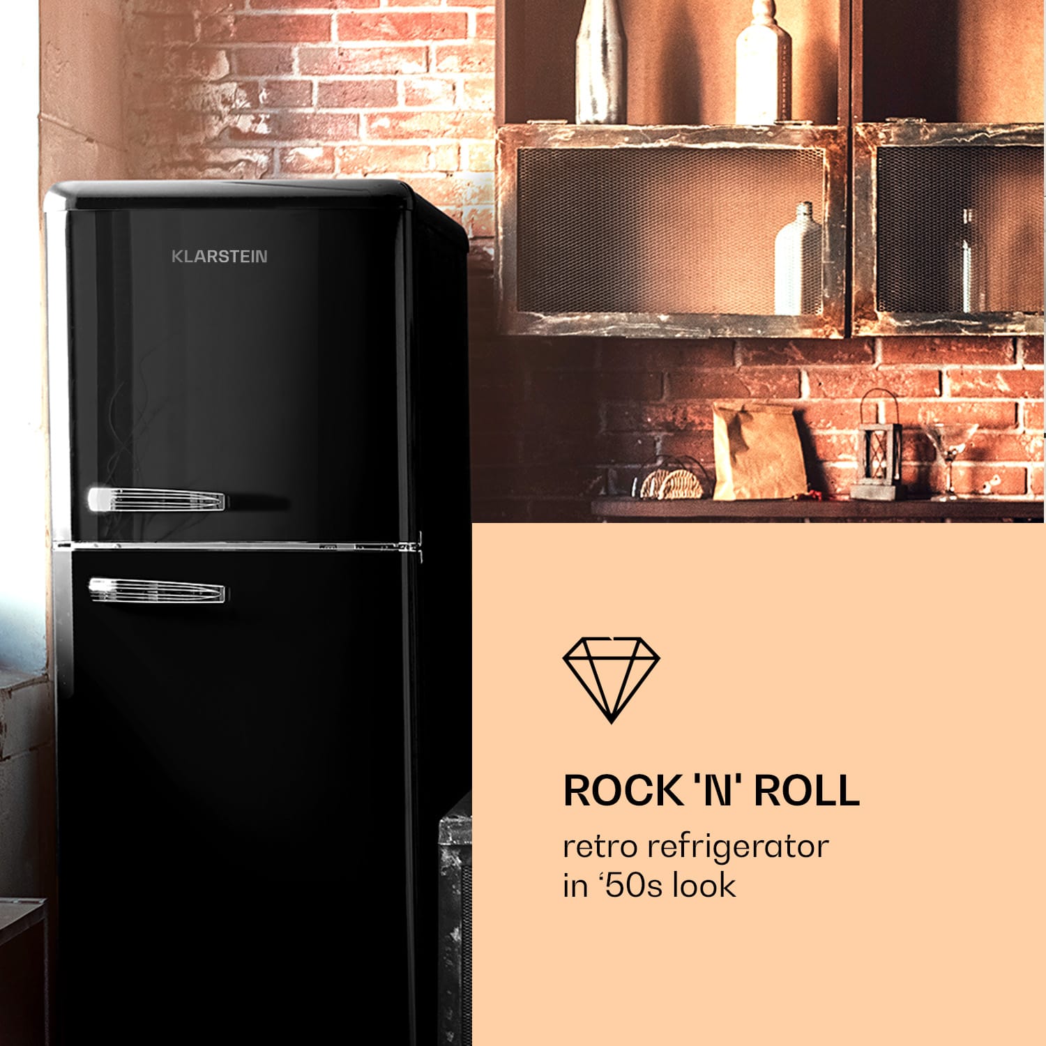 Audrey Retro, kombinovaná retro chladnička, 194/56 l, energet. trieda E